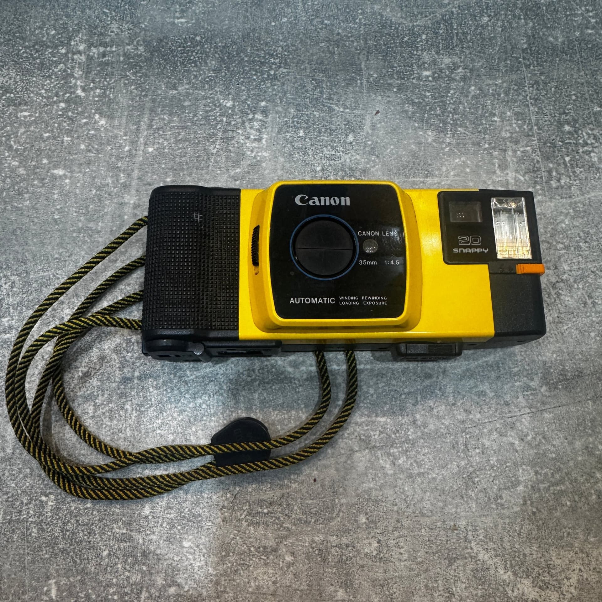 Canon Snappy 20 Gul Vintage 35mm Kamera Retro Point & Shoot Analog