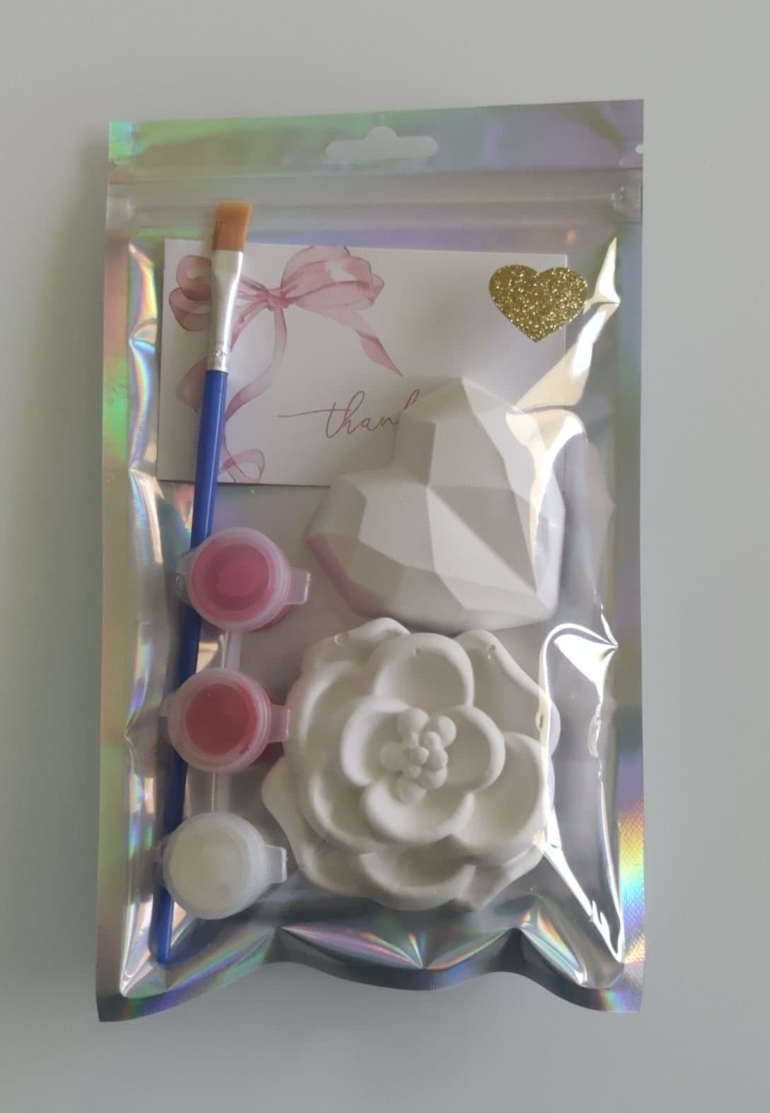 Paint Your Own Plaster Heart & Flower (handmade)