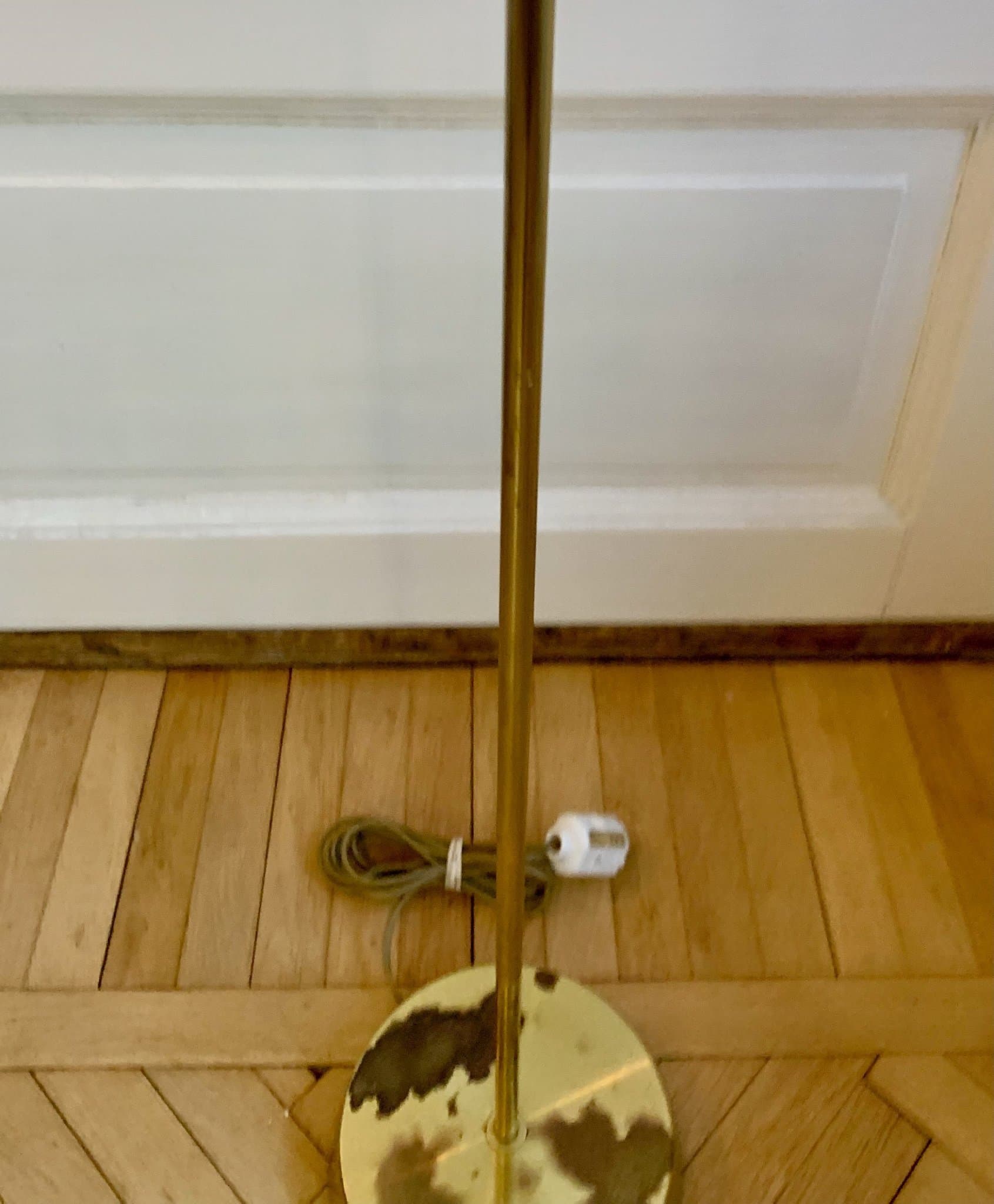 Retro Golvlampa i mässing med fyrkantig lampskärm