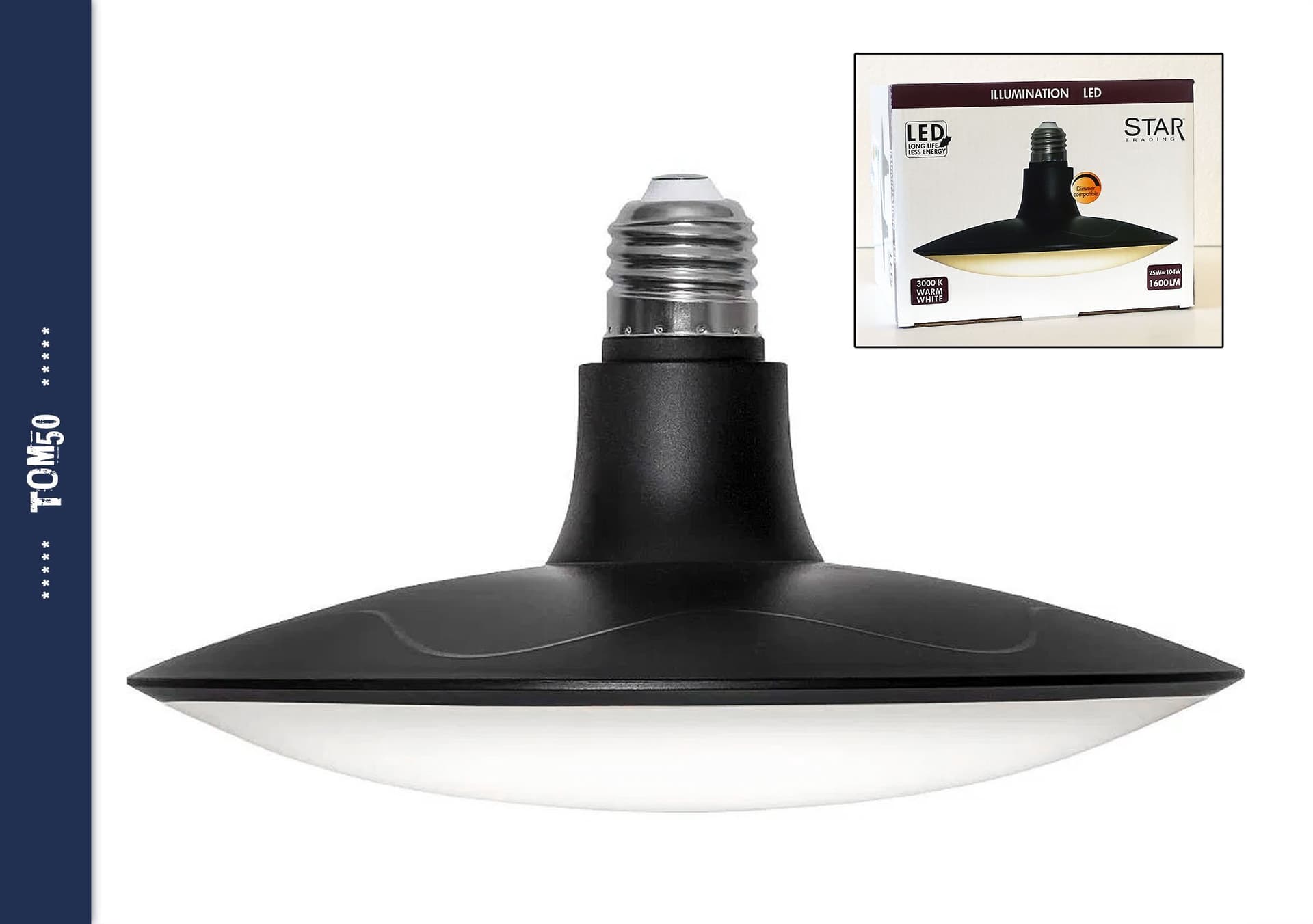 OANVÄND UFO Led dimbar - upp till 1600 lumen E27 svart lampa