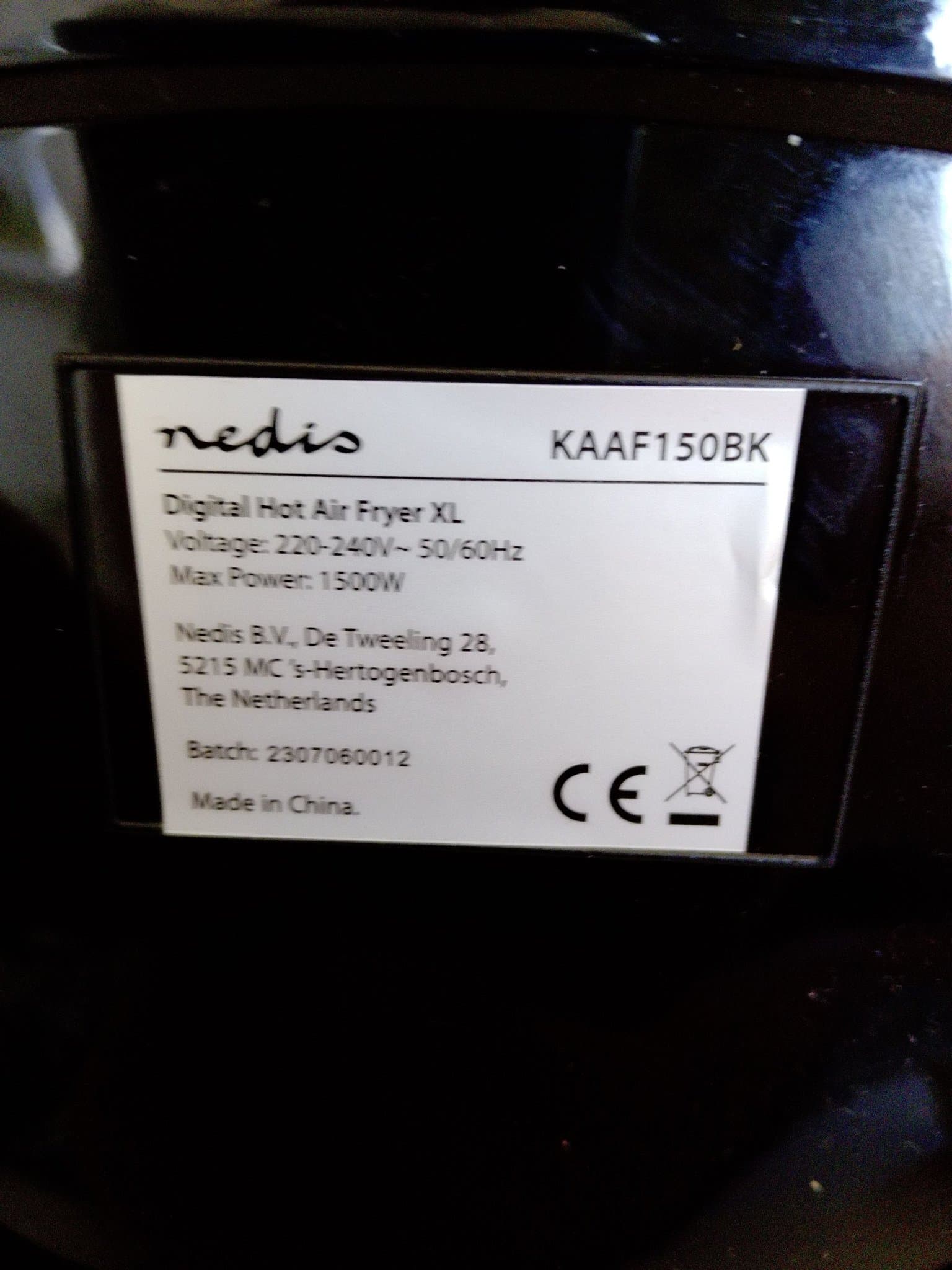 Nedis Digital Hot Air Fryer XL KAAF150BK