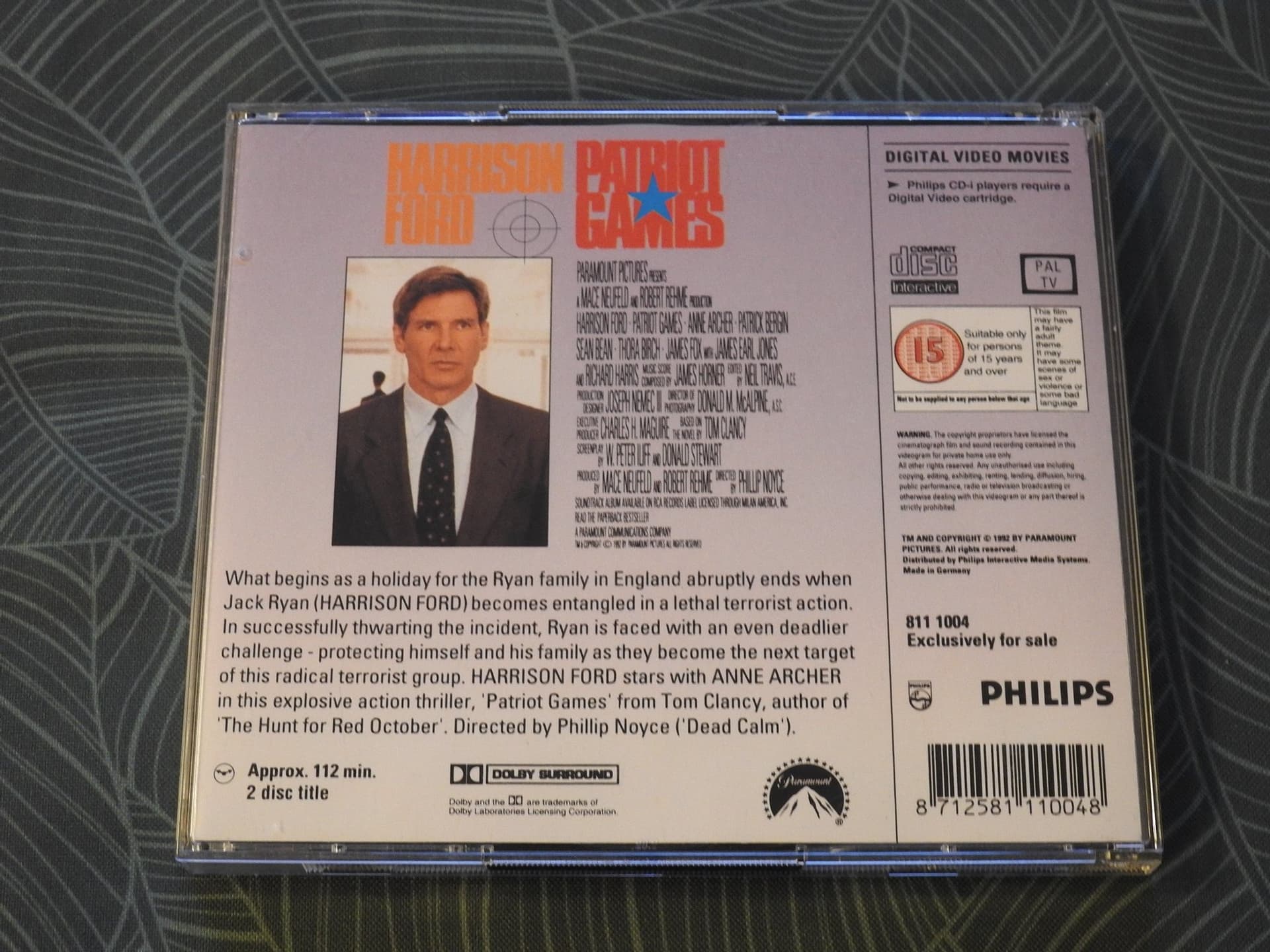 Patriot Games - Harrison Ford - Philips CD-i CDi Digital Video Harrison Ford