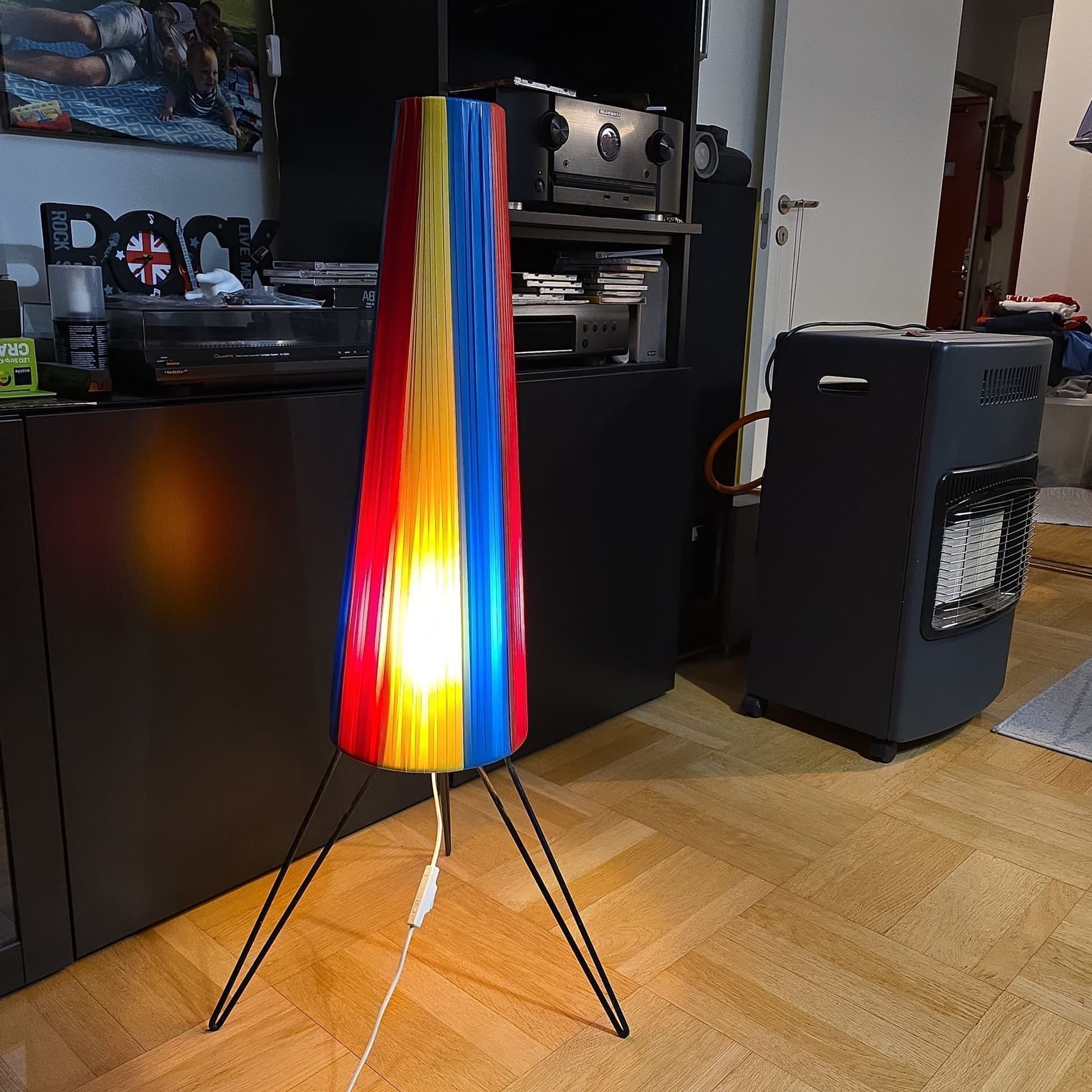 Retro string raketlampa med stativ 50-tal
