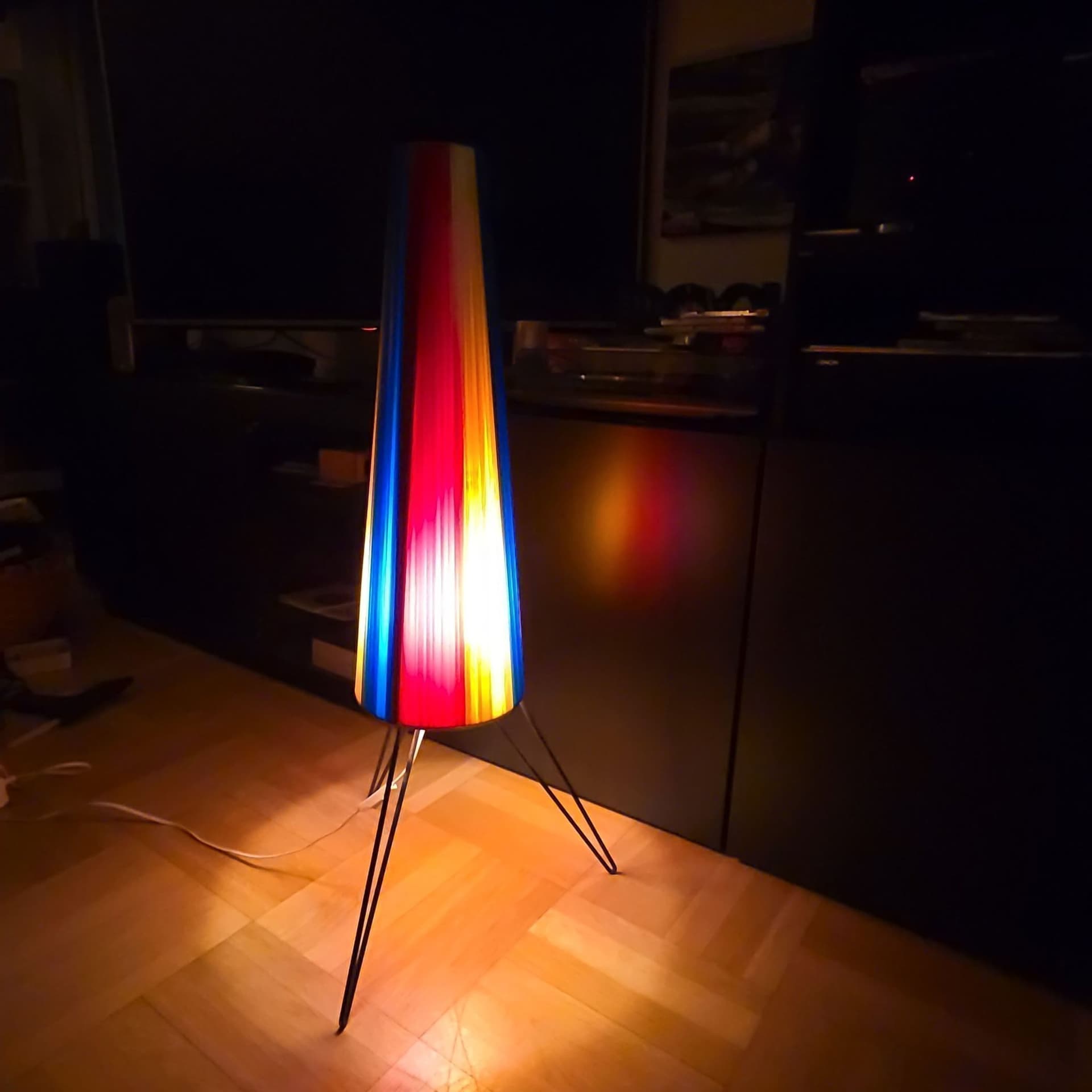 Retro string raketlampa med stativ 50-tal