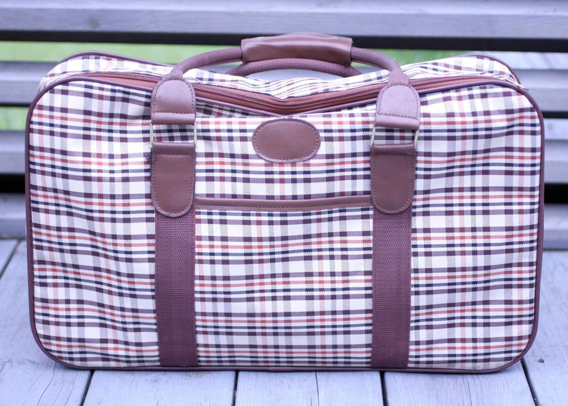 Plaid Duffel bag/lightweight softshell multicoloured detail-circa 1990s-608g
