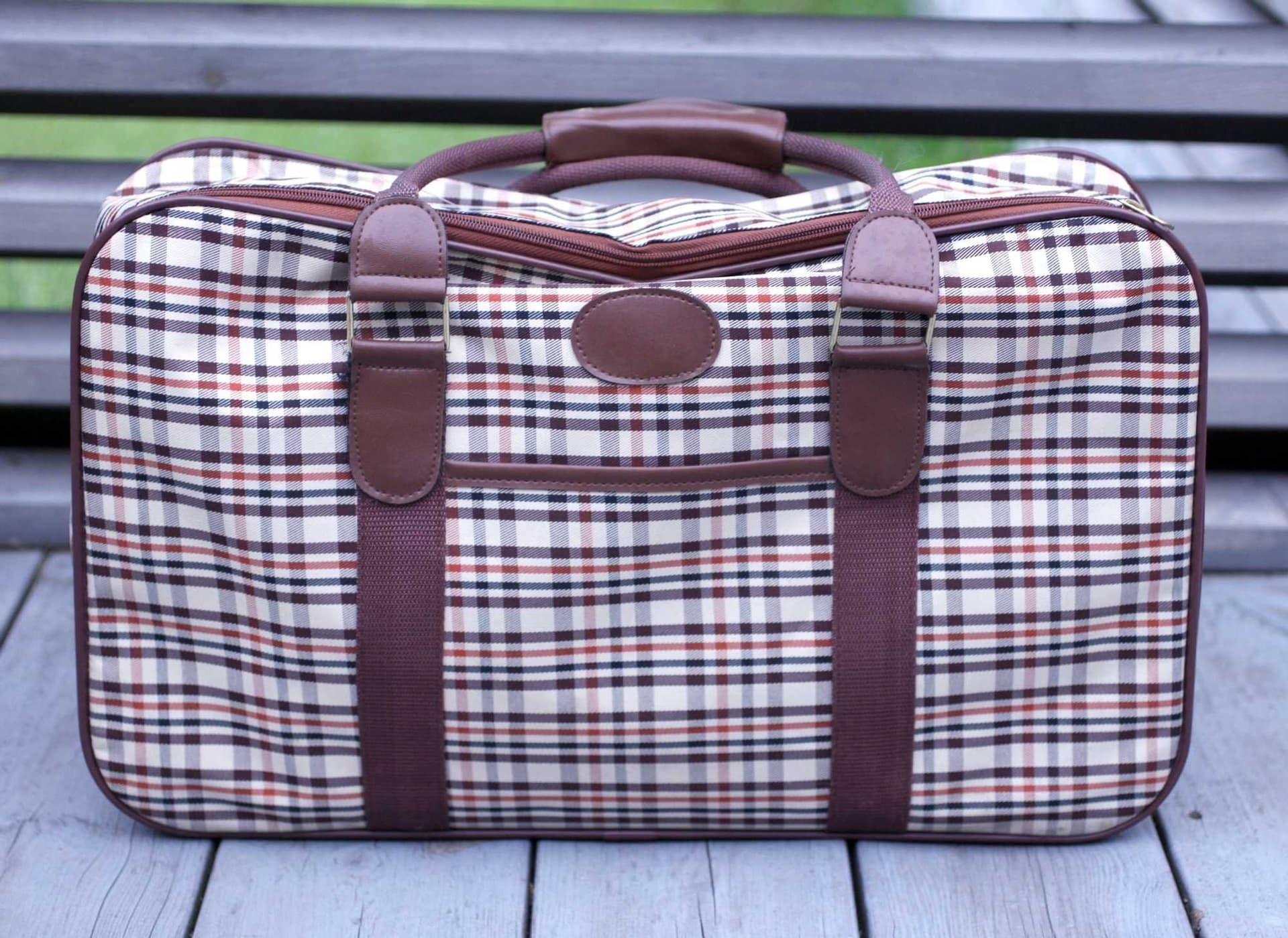 Plaid Duffel bag/lightweight softshell multicoloured detail-circa 1990s-608g
