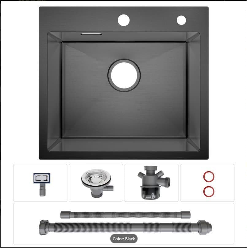 CECIPA svart diskho 50×45 cm – premium nano-design i rostfritt stål