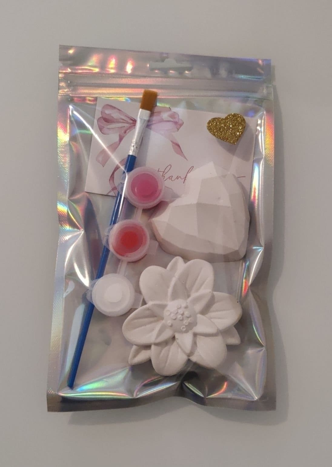 Paint Your Own Plaster Heart & Flower (handmade)