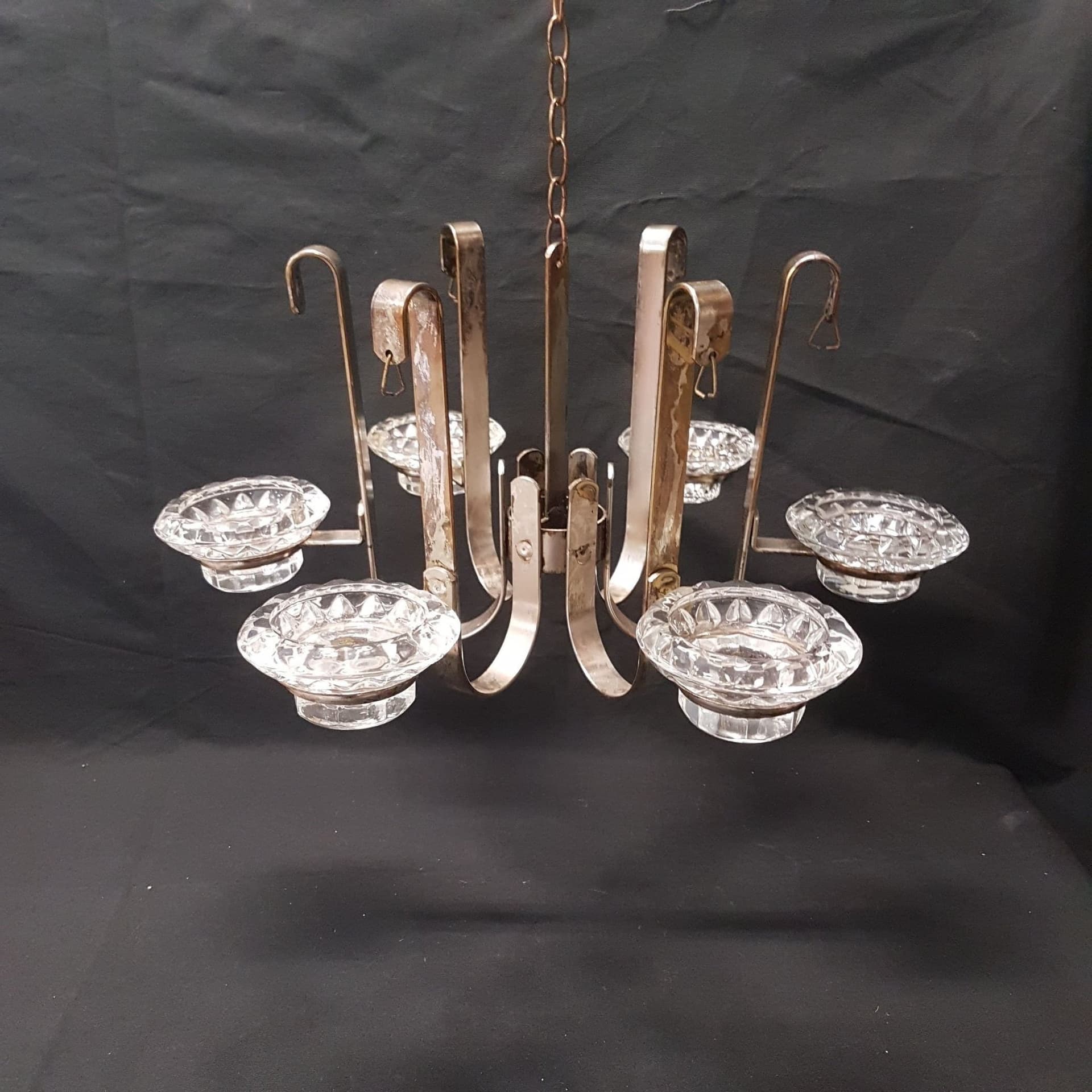 LJUSKRONA Metall Krom Ljushållare i Glas Taklampa