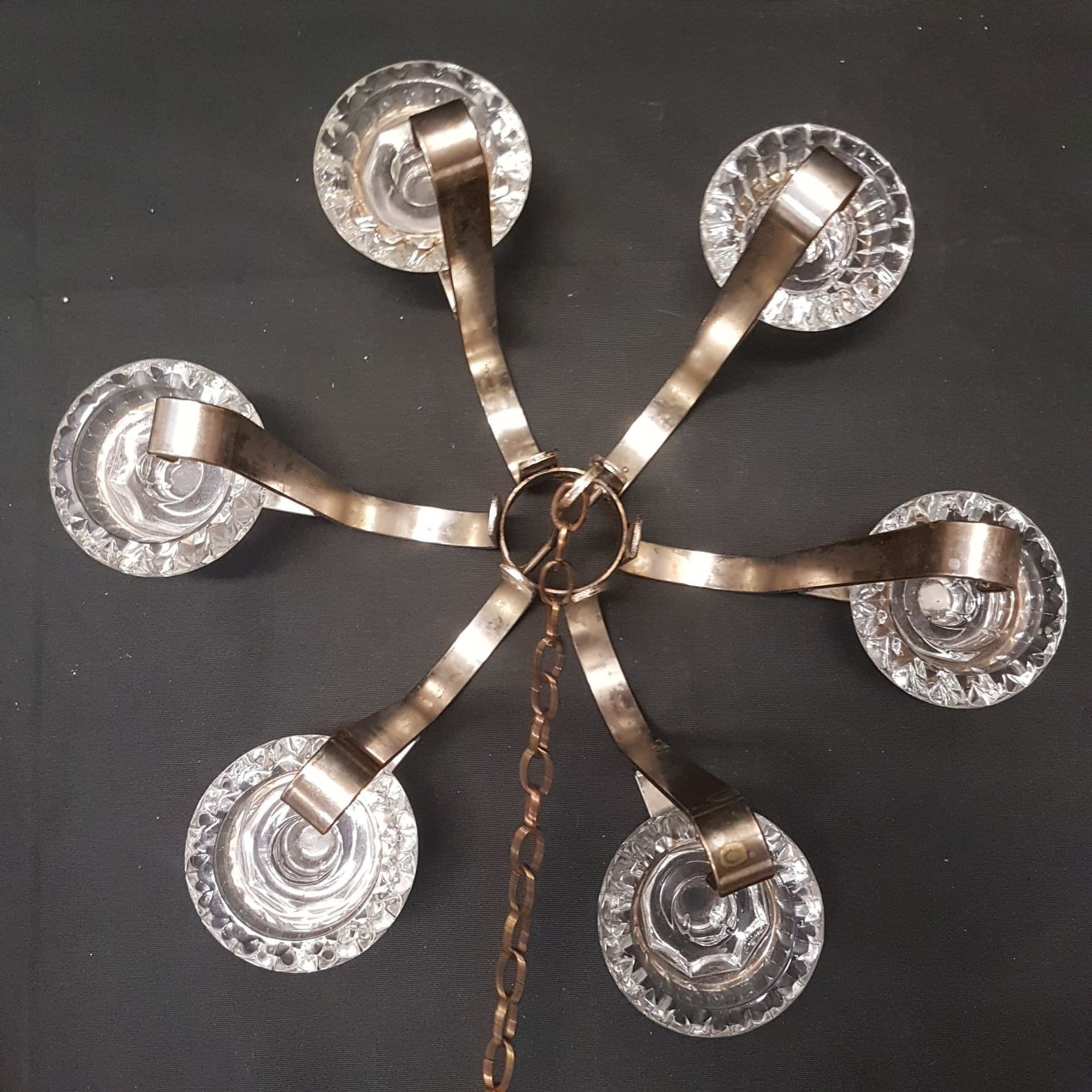 LJUSKRONA Metall Krom Ljushållare i Glas Taklampa