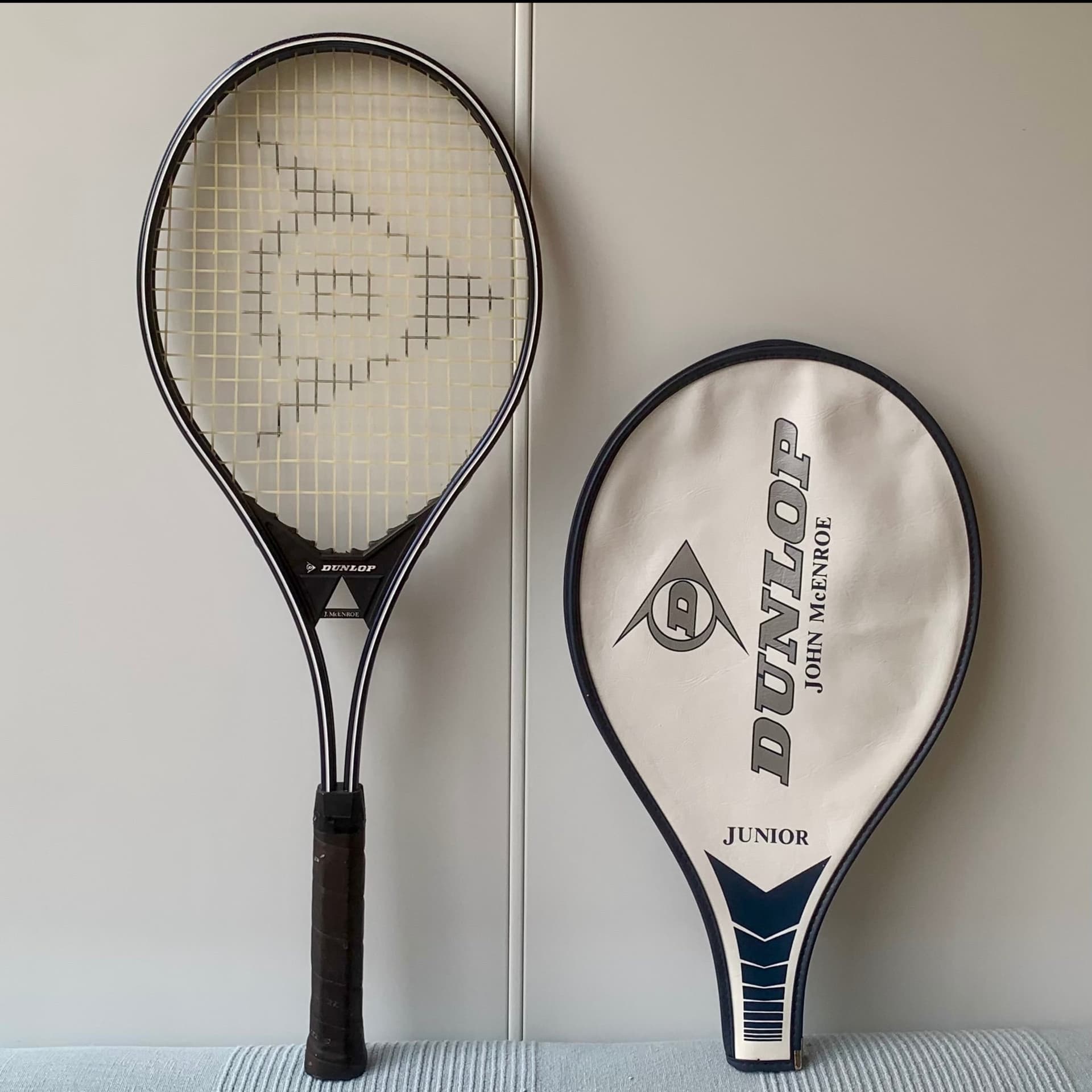 Vintage 1983 Dunlop J. McENROE tennisracket junior MKT FINT SKICK cover fodral