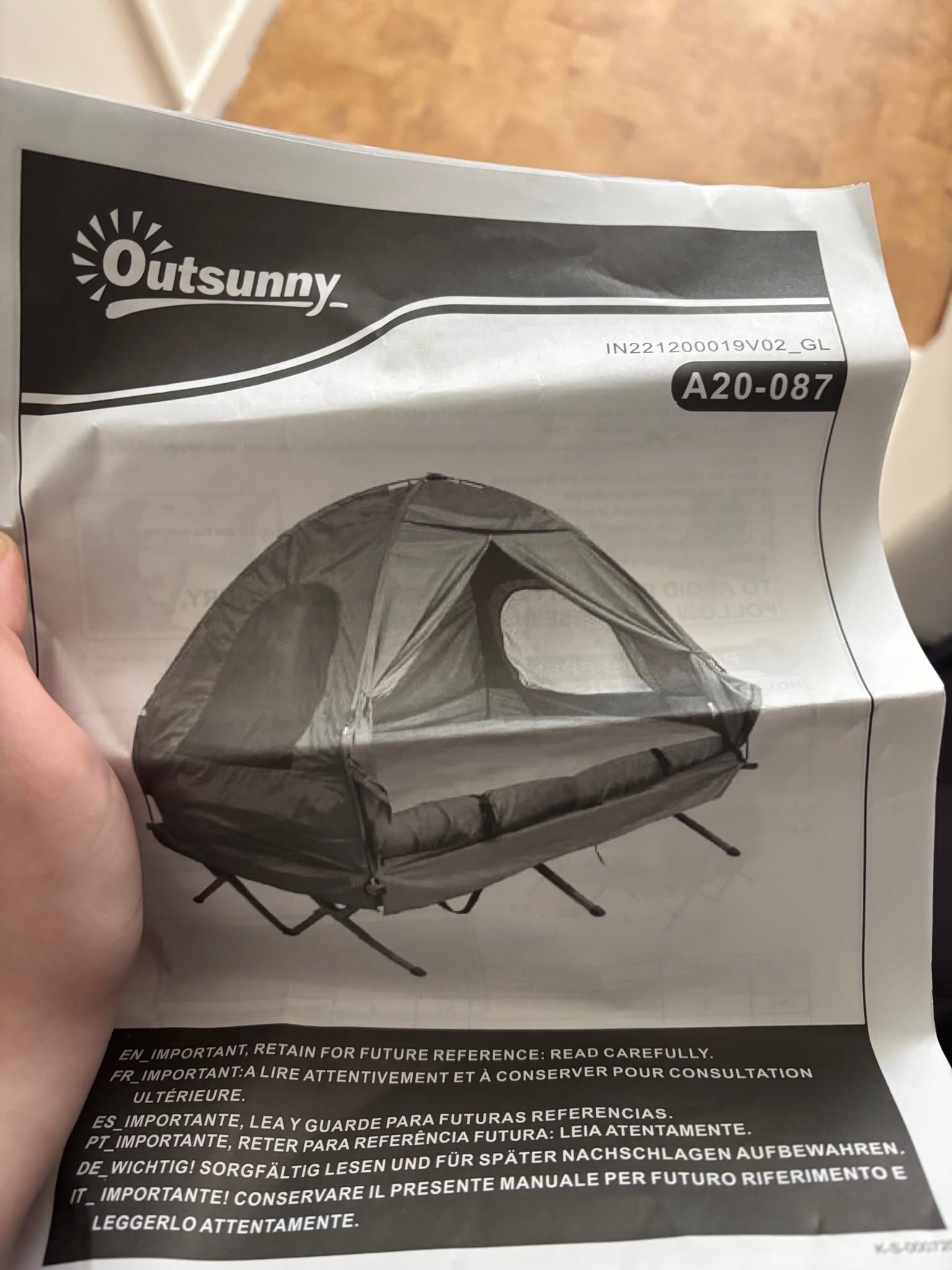 Outsunny Tält med Campingsäng A20-087