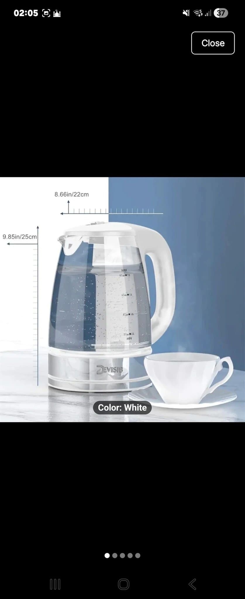 DEVISIB Vattenkokare i Glas - Vit