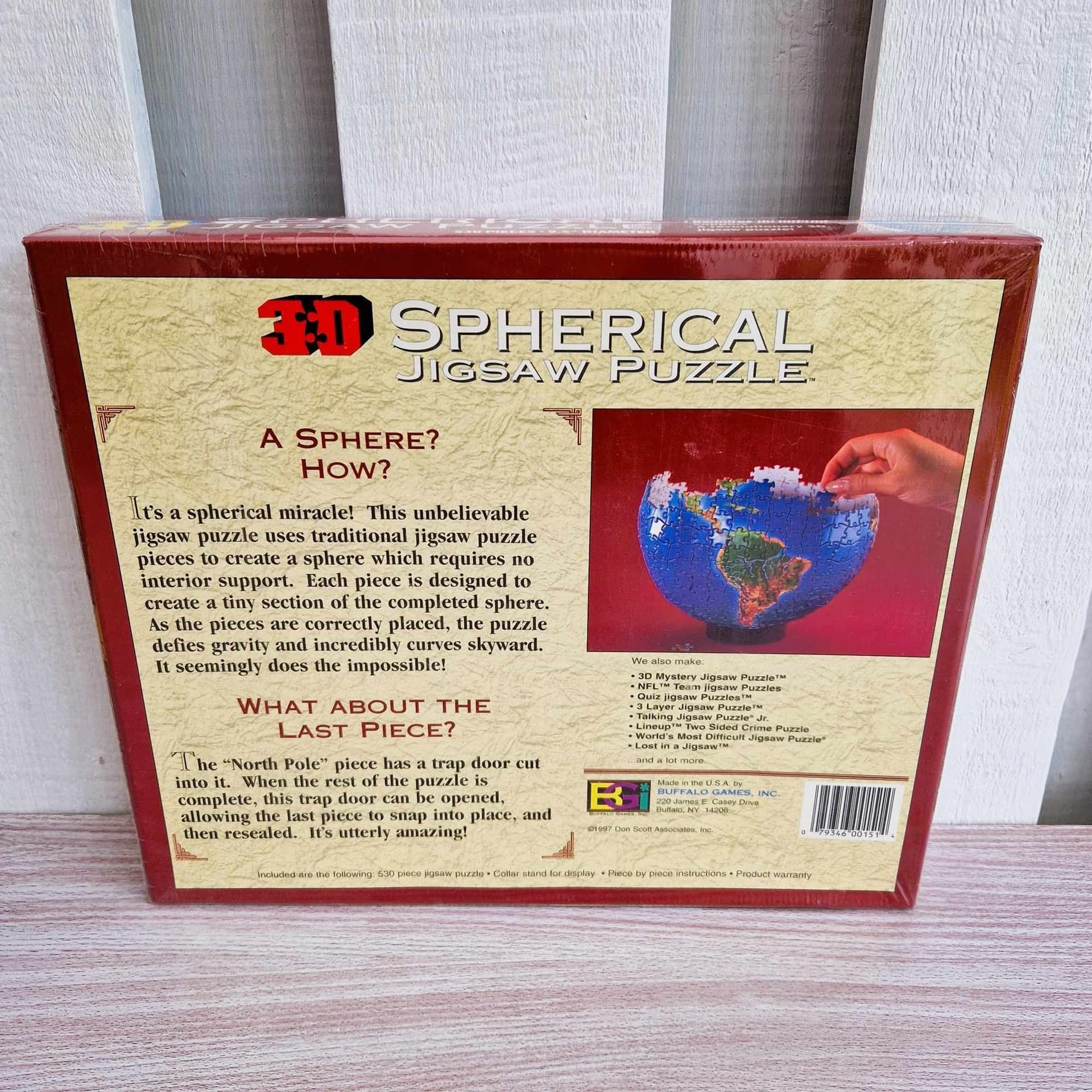 3D Spherical Jigsaw Puzzle World Globe 530 Pieces Buffalo Games 1997