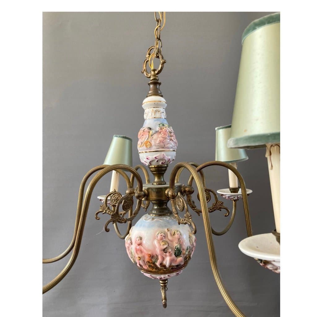 Jugend Art Nouveau Majolika, taklampa, takkrona