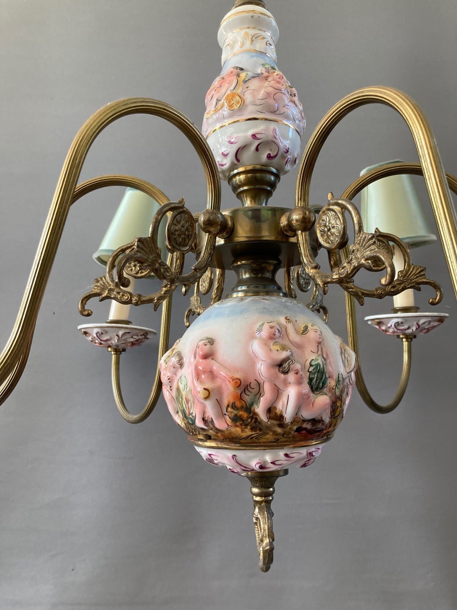 Jugend Art Nouveau Majolika, taklampa, takkrona