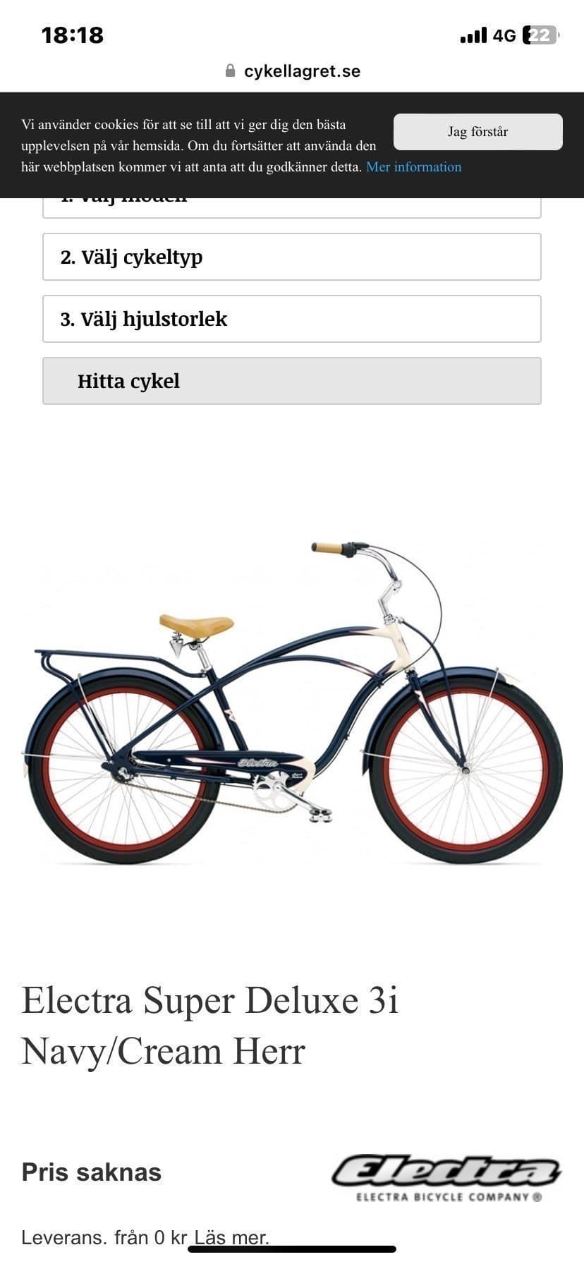 Electra Super Deluxe 3i Navy/Cream Herrcykel