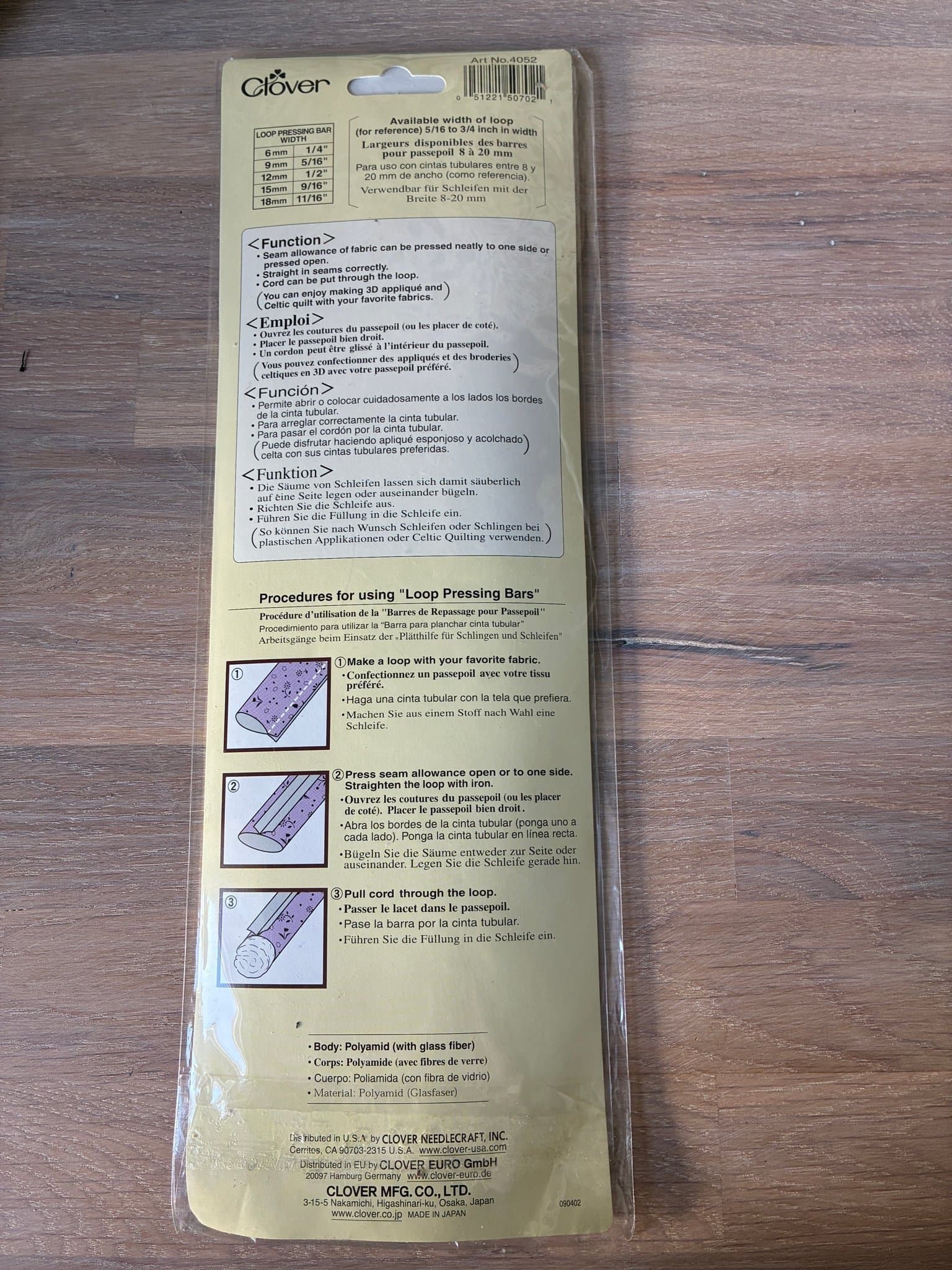 Clover Loop Pressing Bars för sömnad