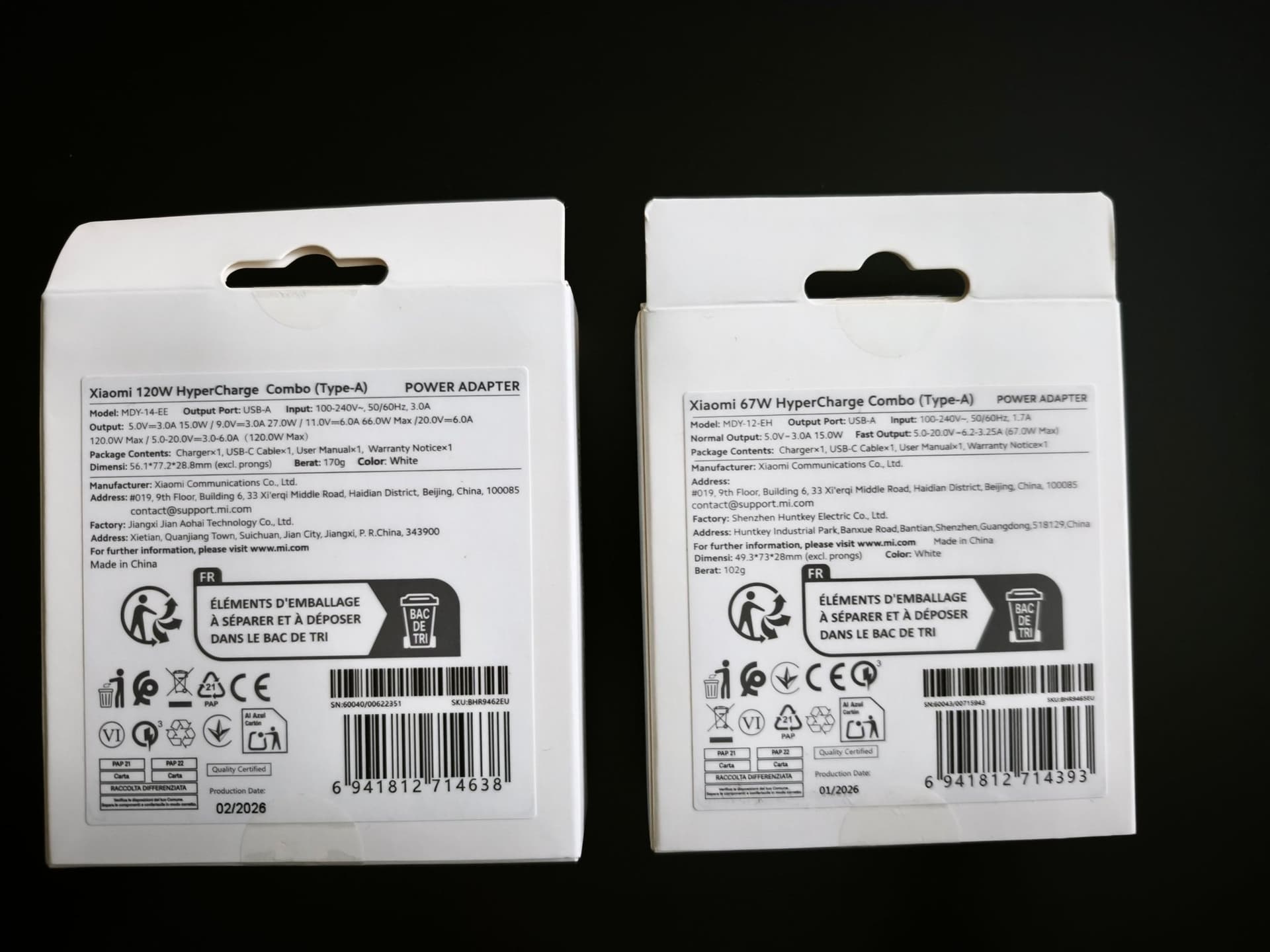 Xiaomi HyperCharge Combo 120W och 67W laddare