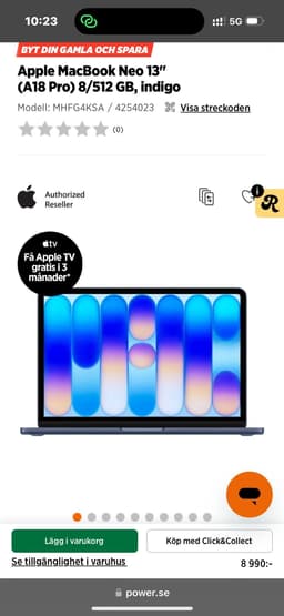 Apple MacBook Neo 13" (A18 Pro) 8/512 GB, indigo