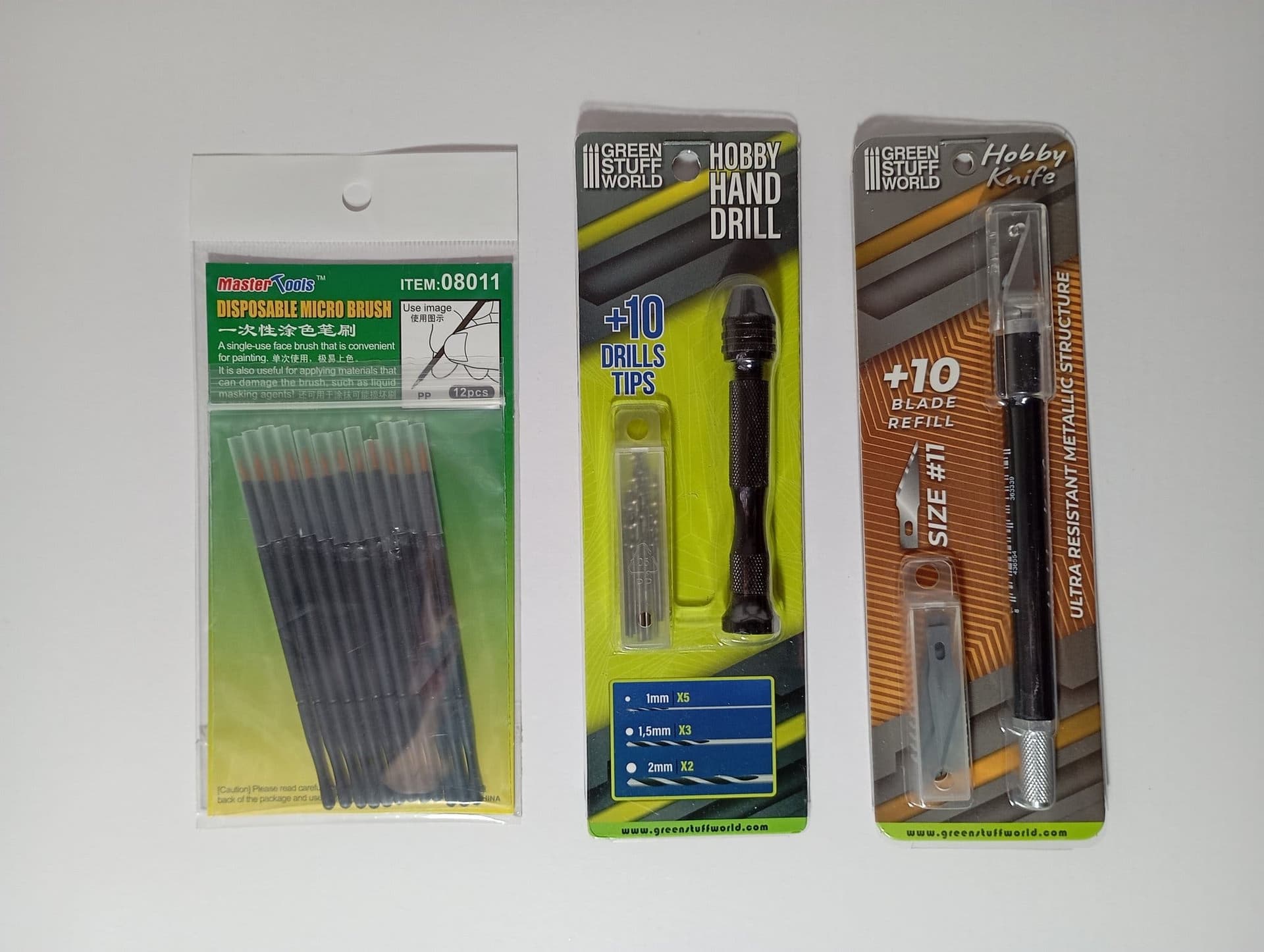 Verktyg Modellbygge, Sprue Cutter, Såg, Kniv, Borr, Etc. Green Stuff World mm.