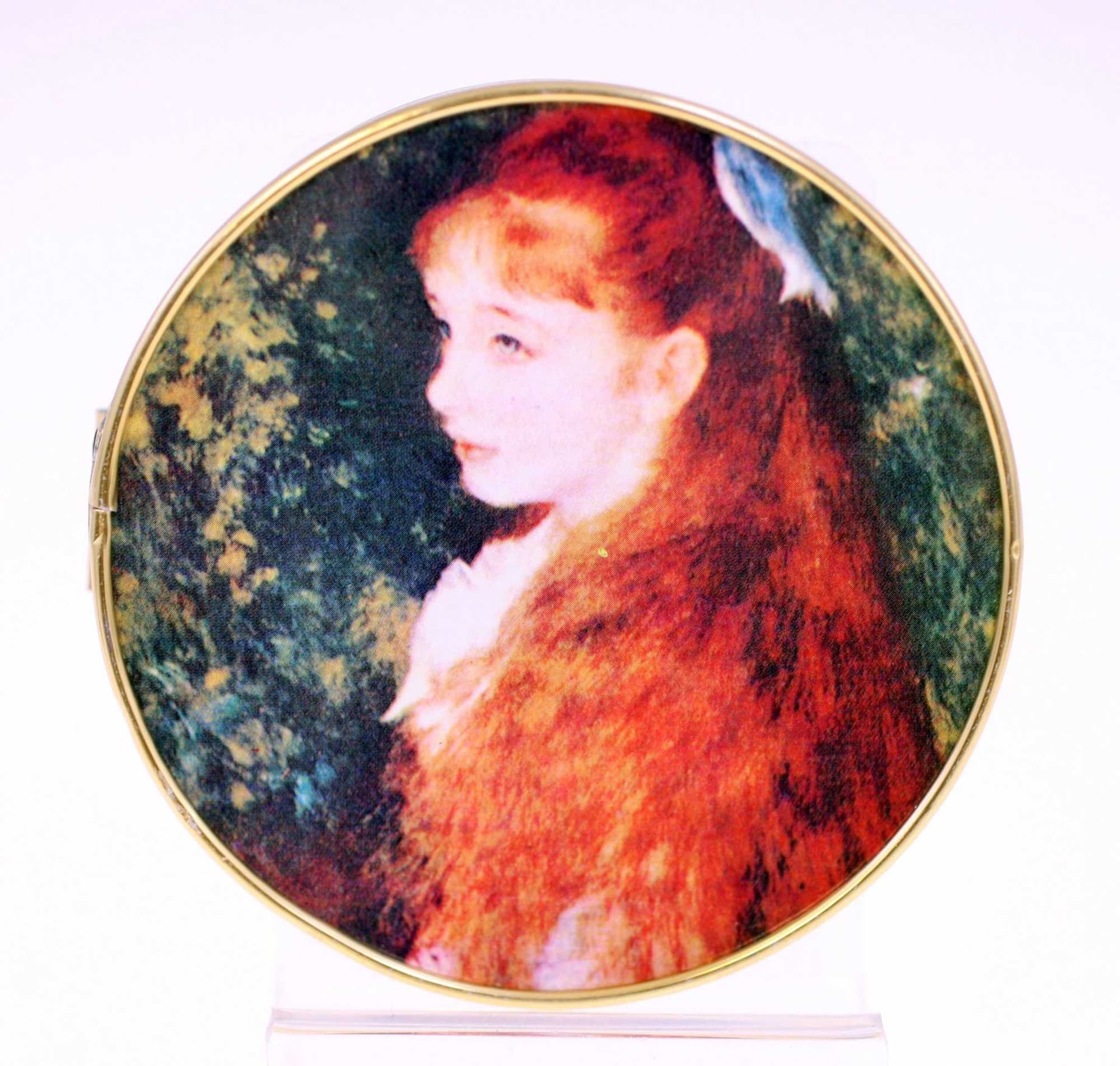 Renoir Girl with a Blue Ribbon Compact Mirror-two mirrors inside-circa 1970s UK