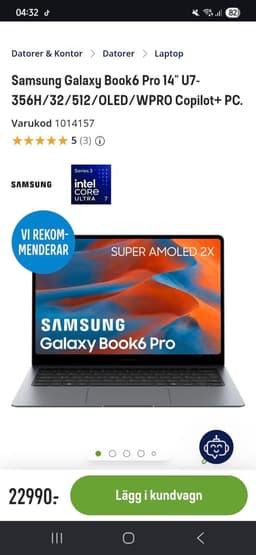 Samsung Galaxy Book6 Pro 14" U7-356H/32/512/OLED/WPRO Copilot+ PC