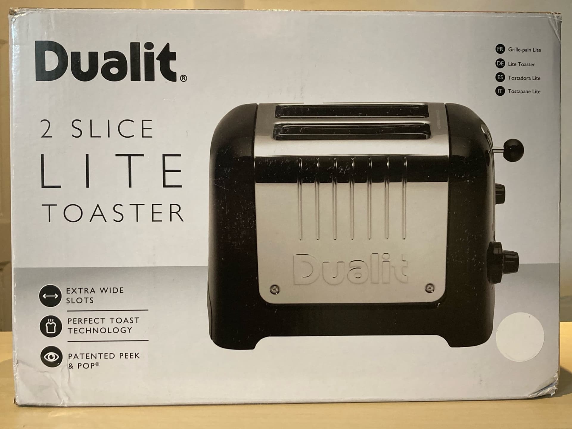 Dualit Lite Brödrost 2 Skivor -Vit - Obs! Engelsk stickpropp