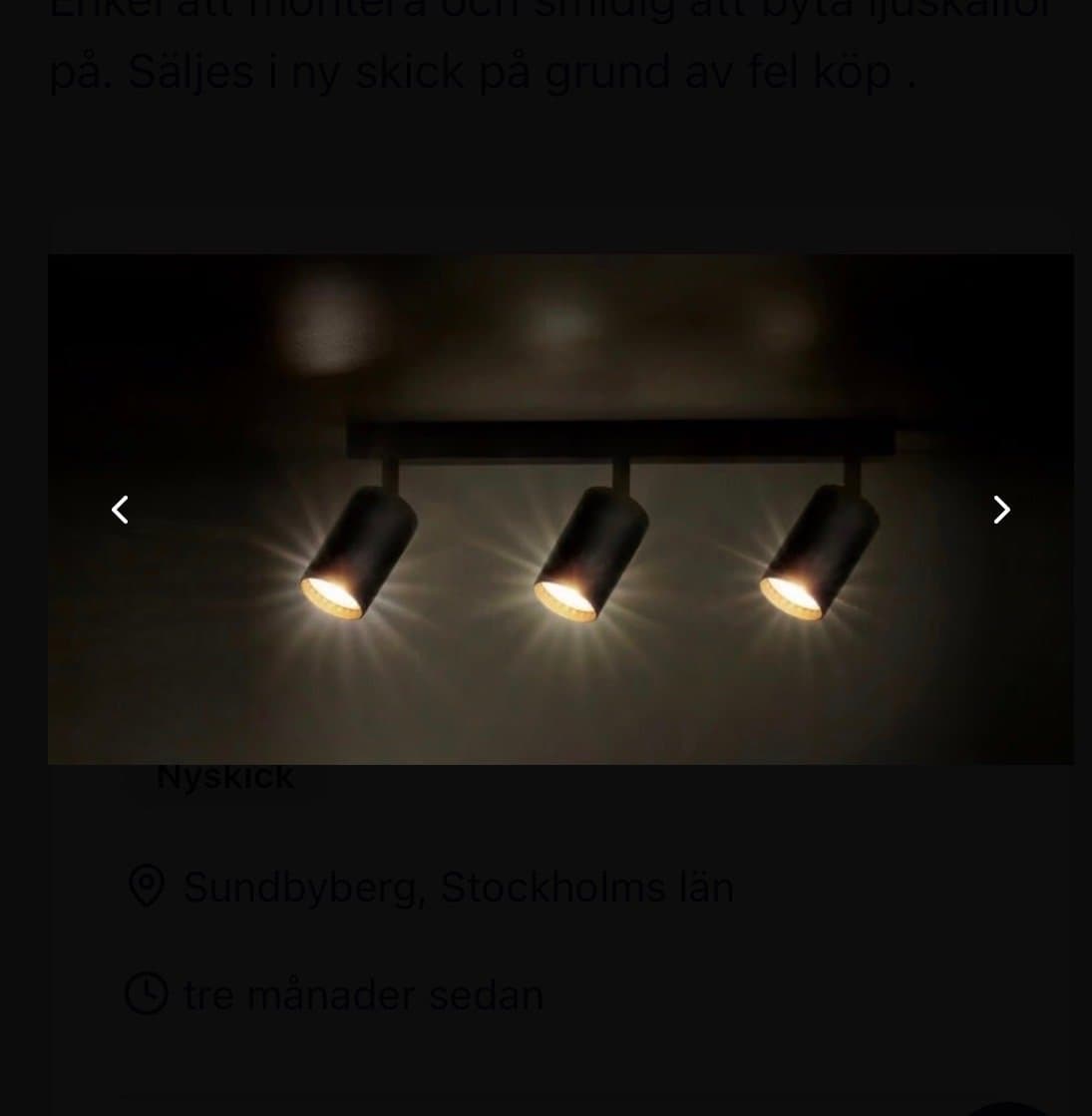 Spotlightskena svart med 3 justerbara spotlights 300 kr