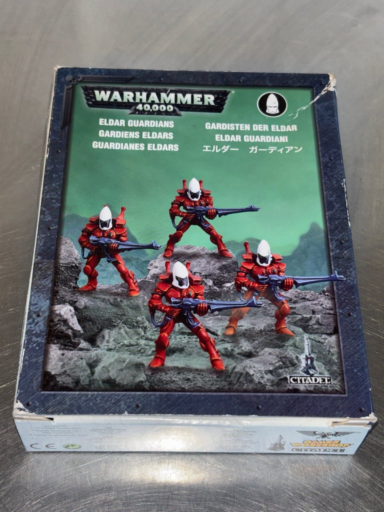Warhammer 40k Eldar Guardians (oanvänt) 4 st miniatyrer i kartong, 40.000 40,000