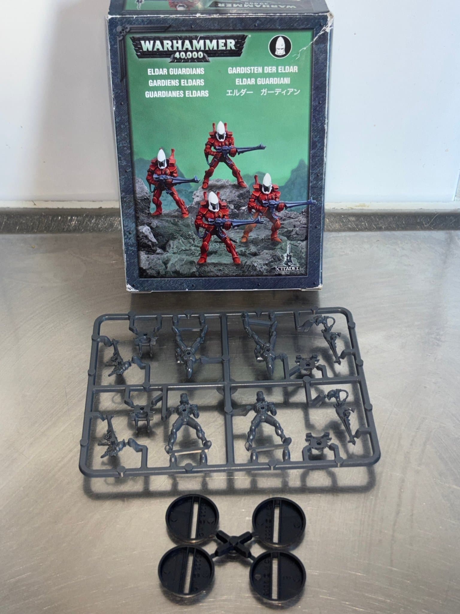 Warhammer 40k Eldar Guardians (oanvänt) 4 st miniatyrer i kartong, 40.000 40,000