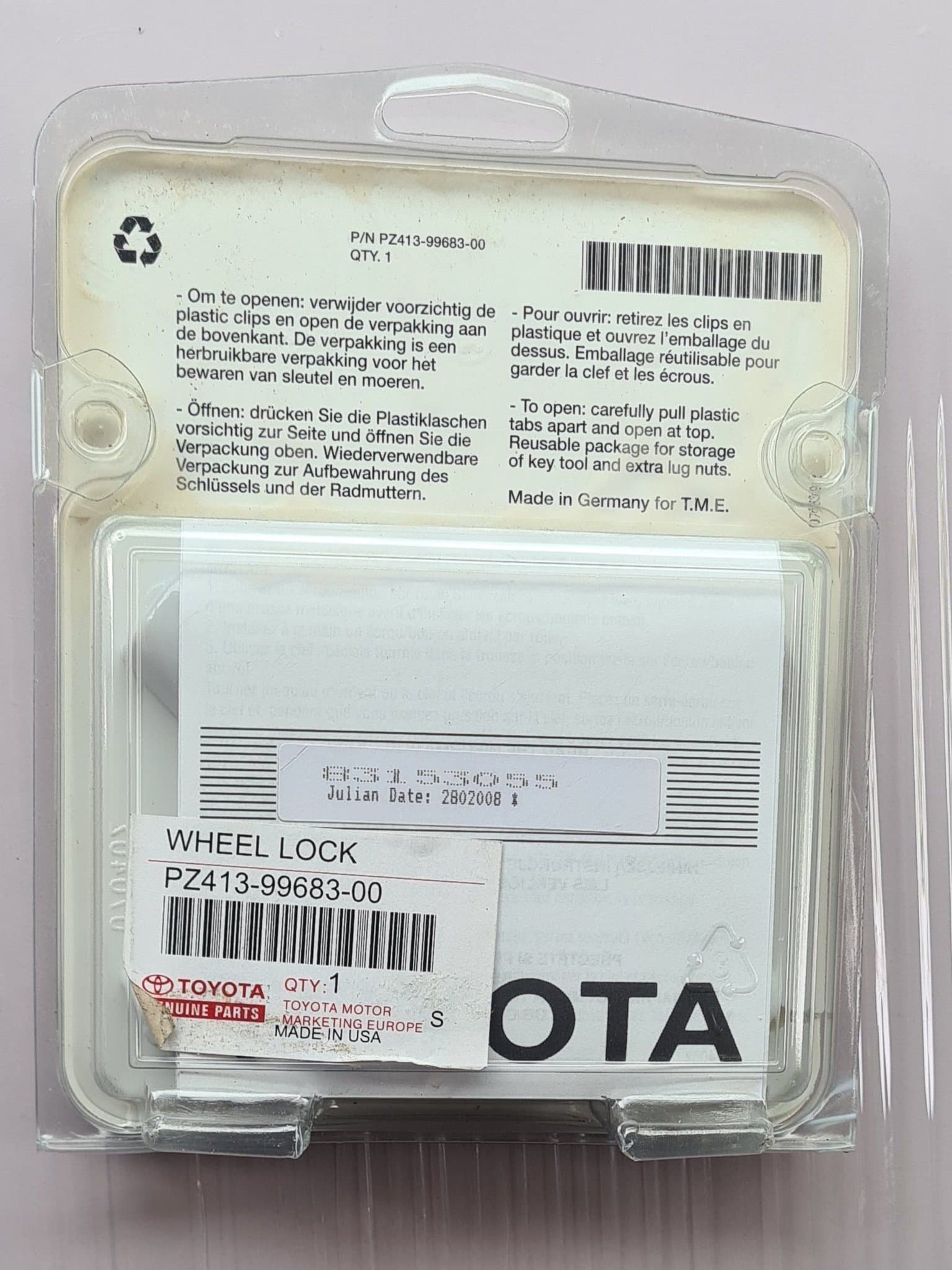 Toyota original låsbultar / hjullås PZ413-99683-00 – nya förseglade – McGard
