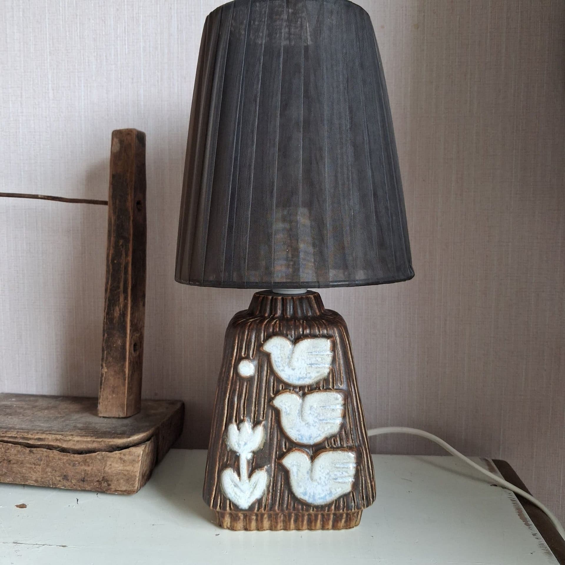 Bordslampa I stengods Ego stengods ateljé 1960 vintage Sweden tablelamp