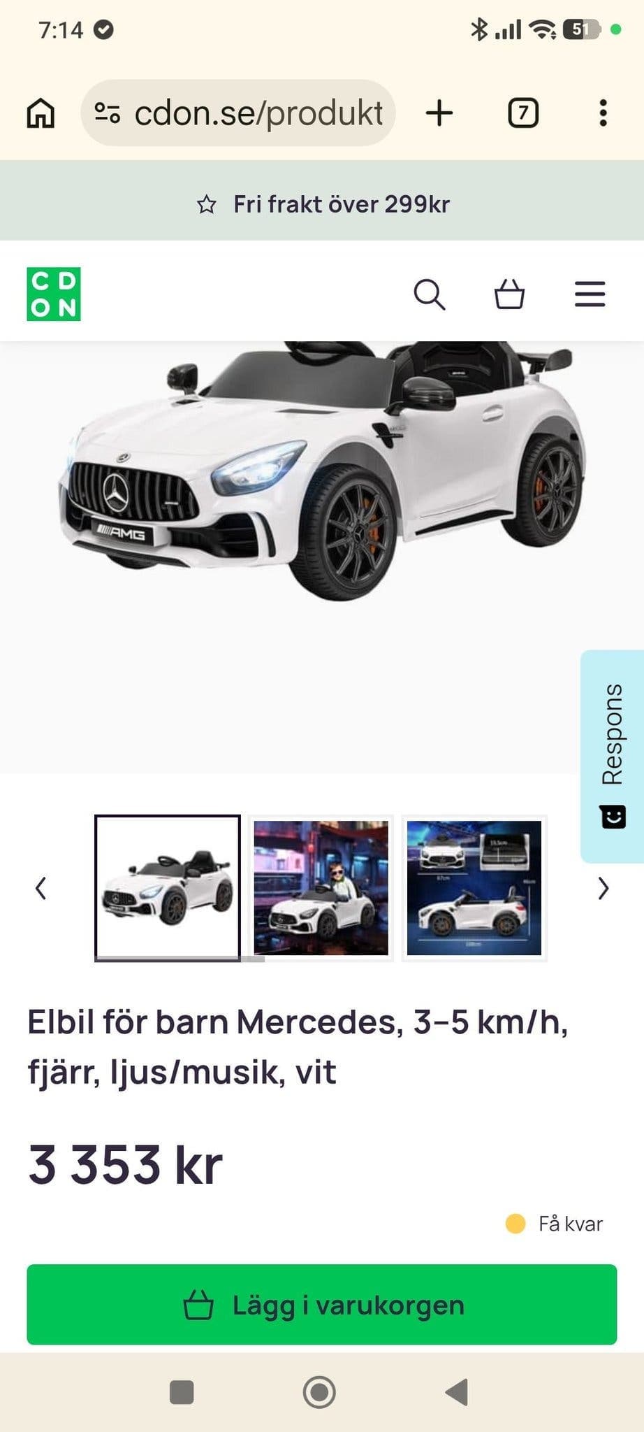 Elbil för barn Mercedes-Benz AMG GTR, vit