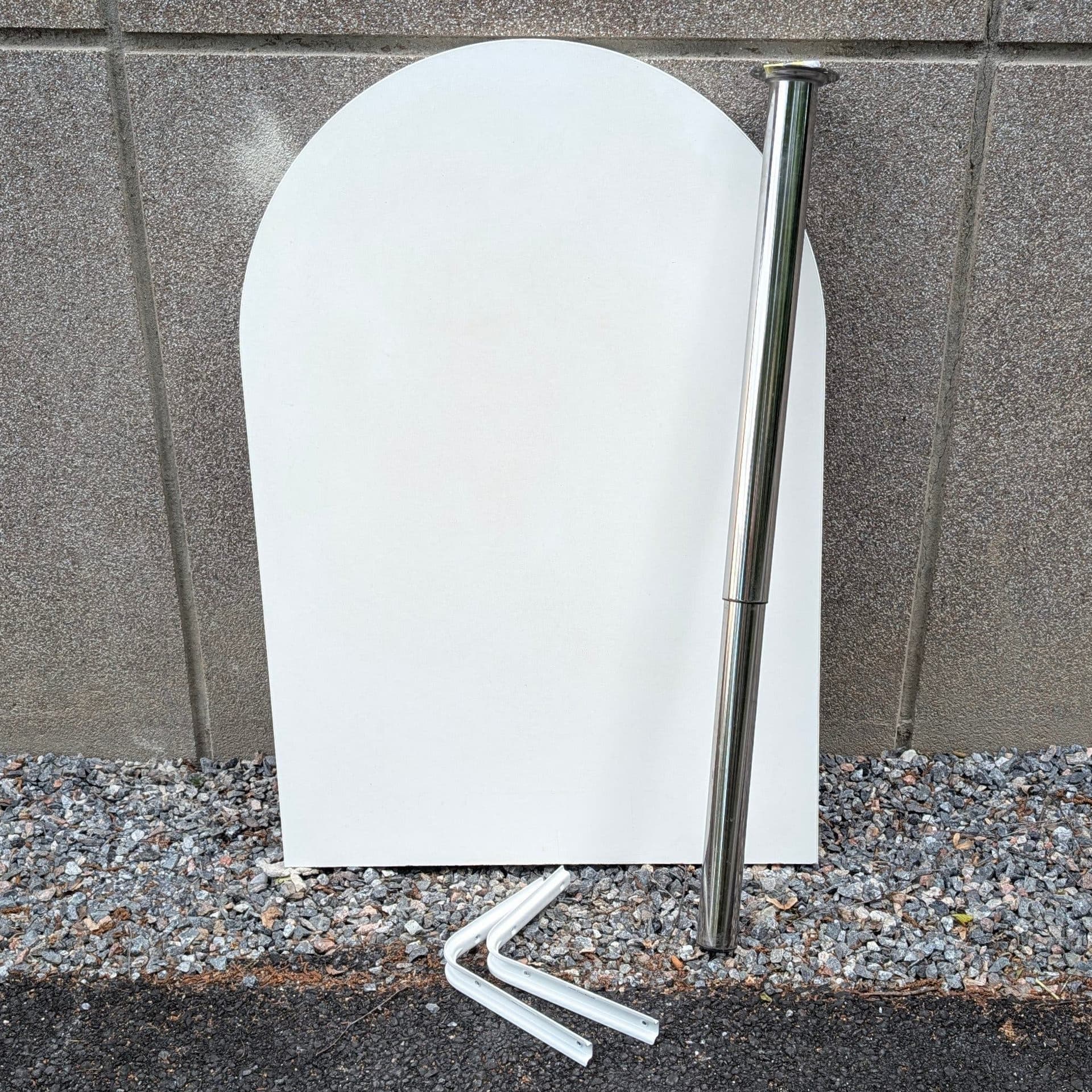 Justerbart matbord/barbord, vitt väggfäst bord med 1 ben