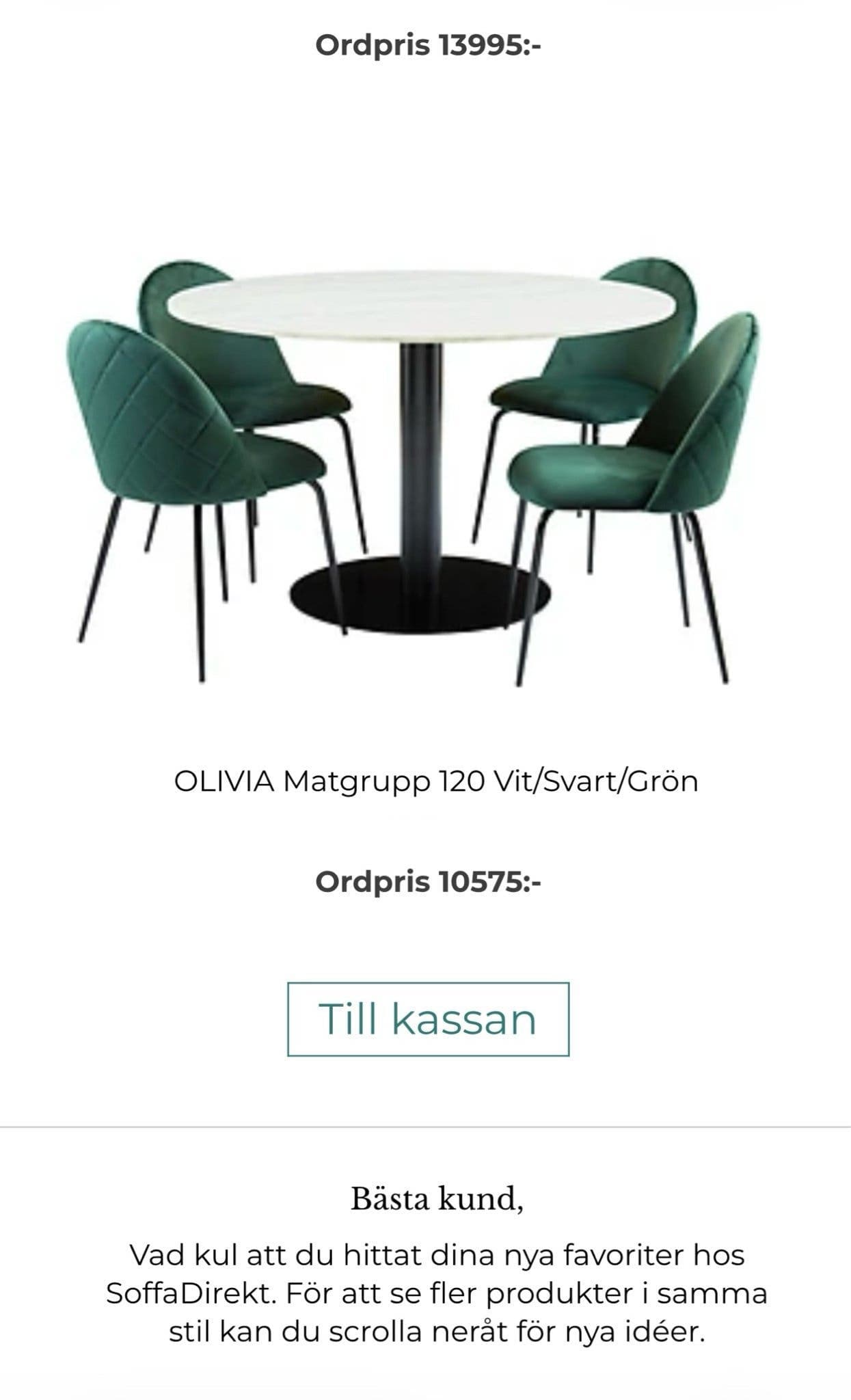 Matgrupp Olivia 120 Vit/Svart/Grön