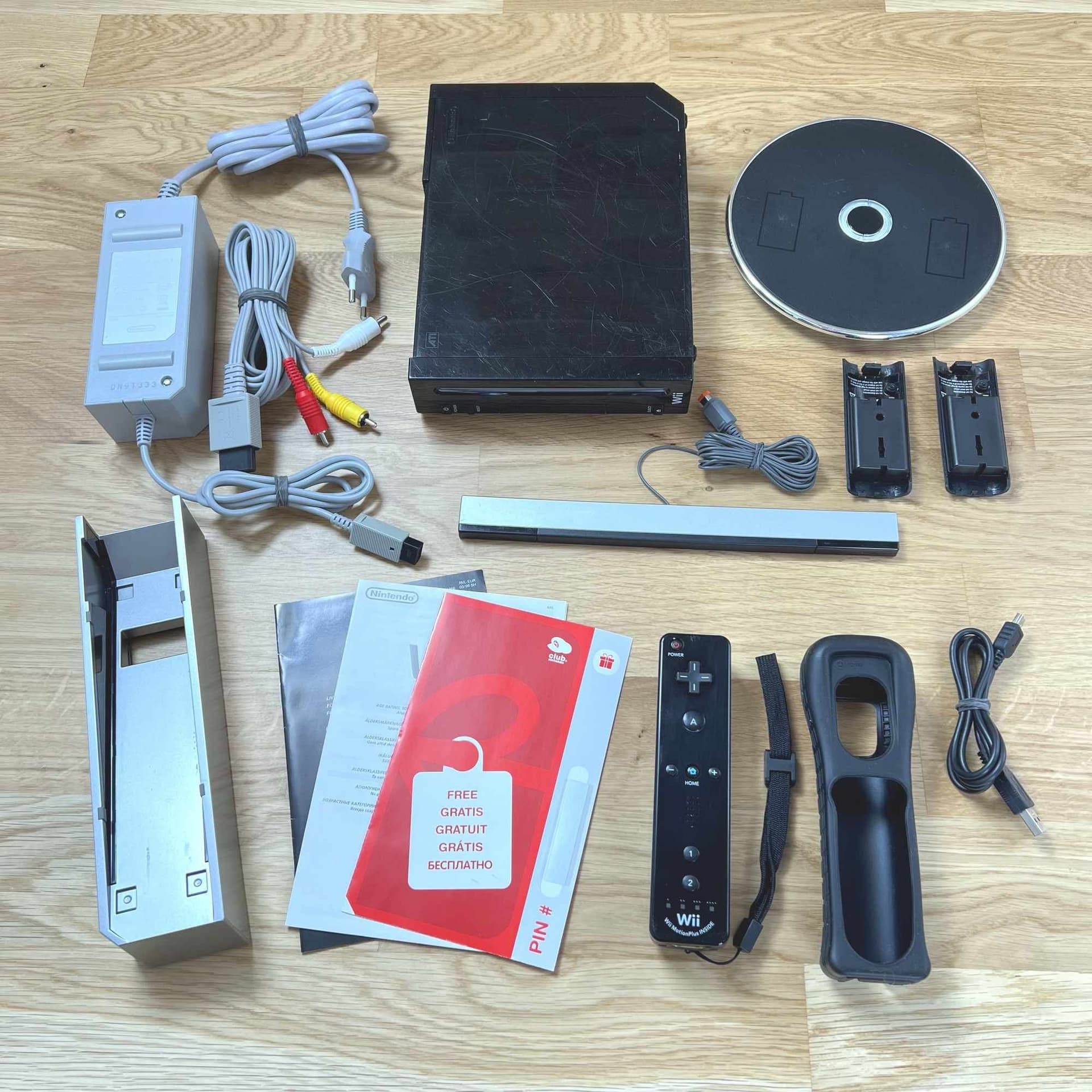 Nintendo Wii Konsol (Svart) med handkontroll med motionplus | Bra skick