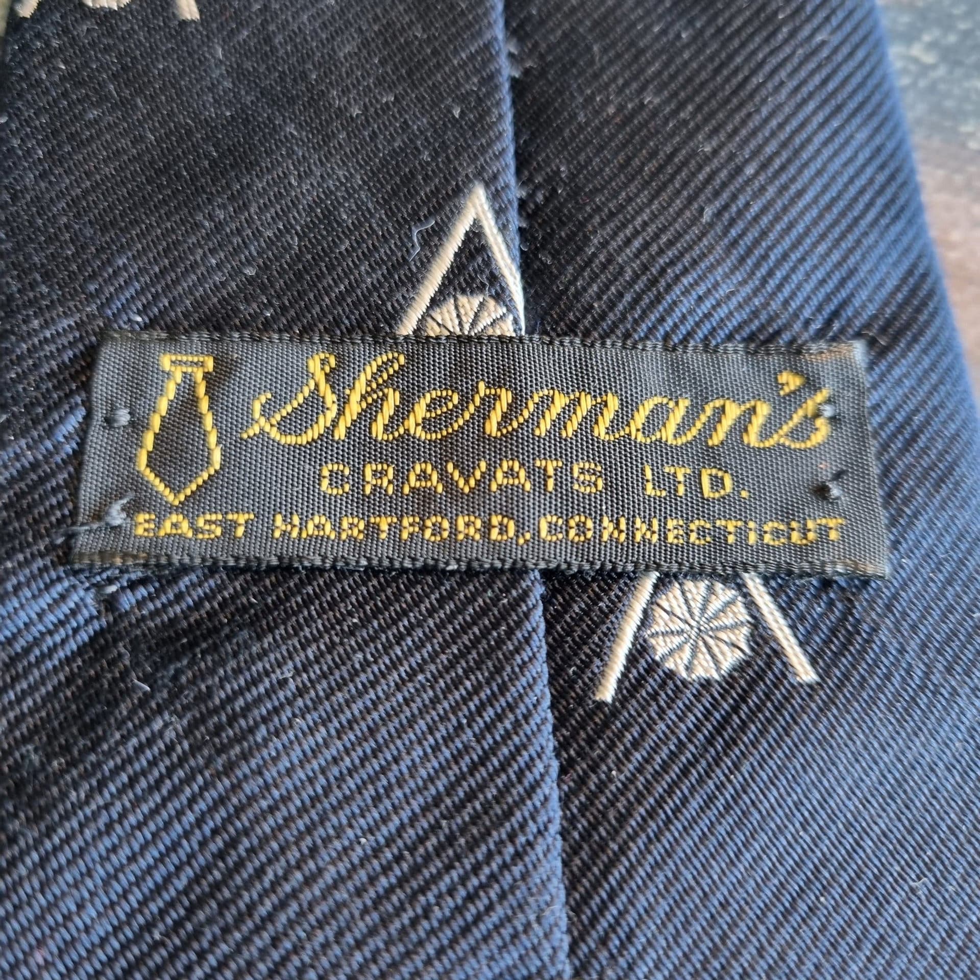Sherman's Cravats Ltd. mörkblå slips nyskick