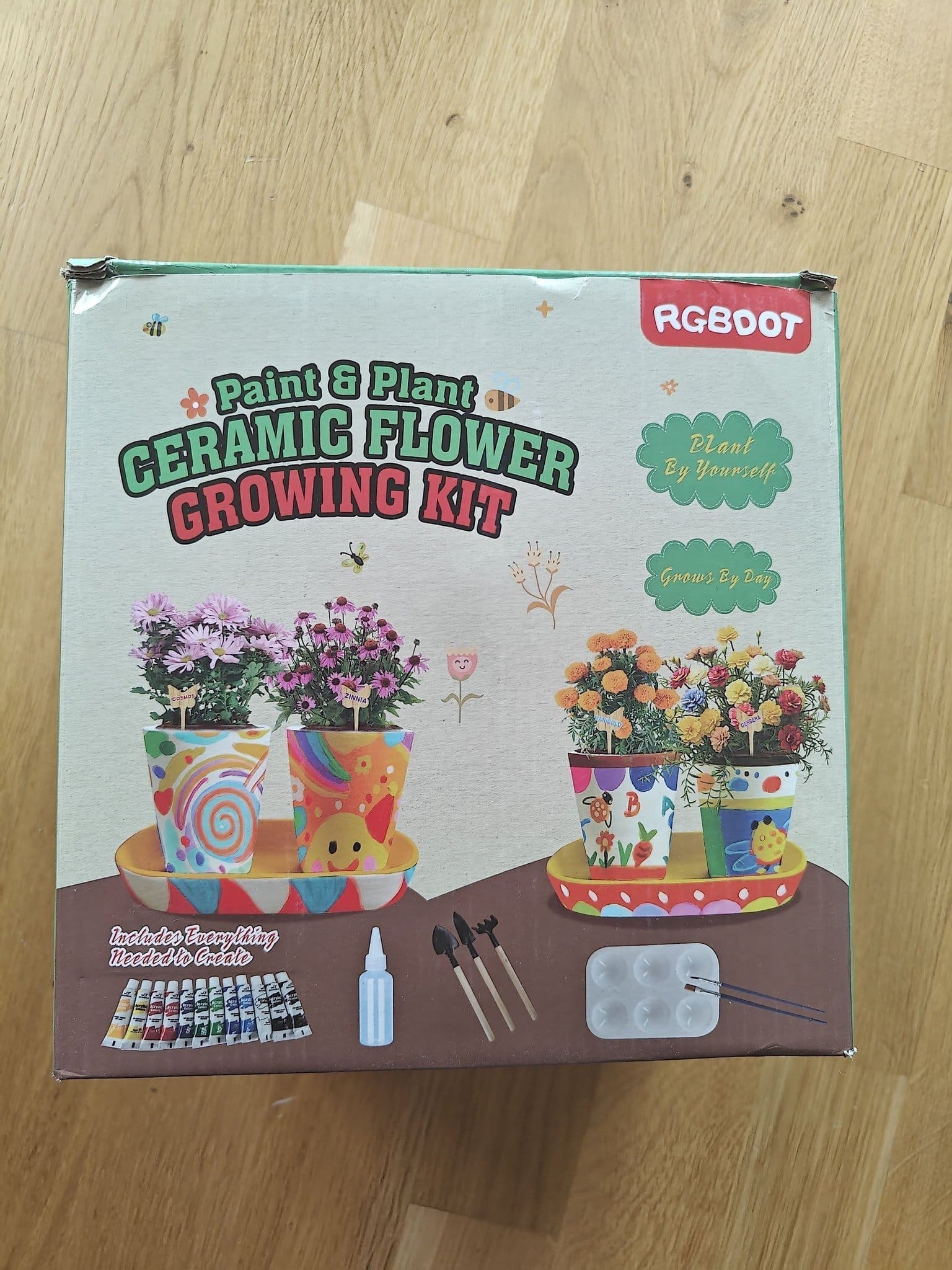 Måla och plantera blomsterodlingskit för barn / pyssel