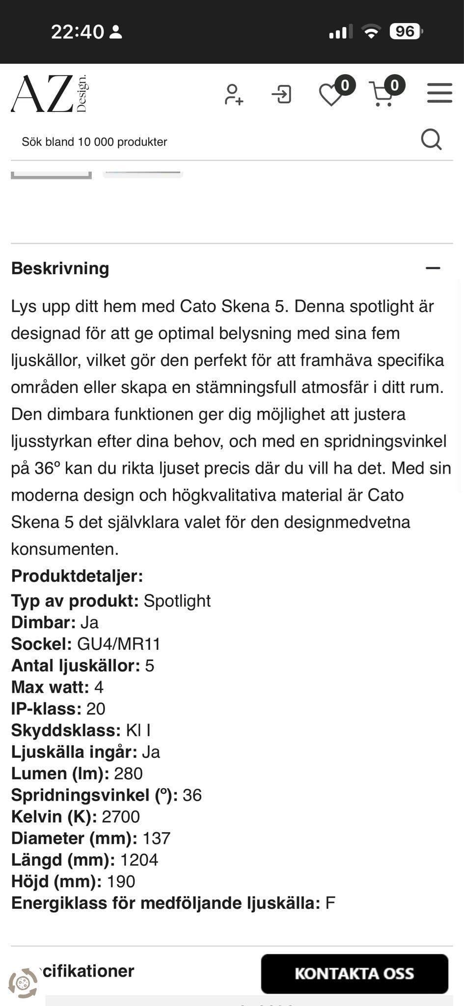 Cato Skenspotlight 5-pack nypris: 4000kr