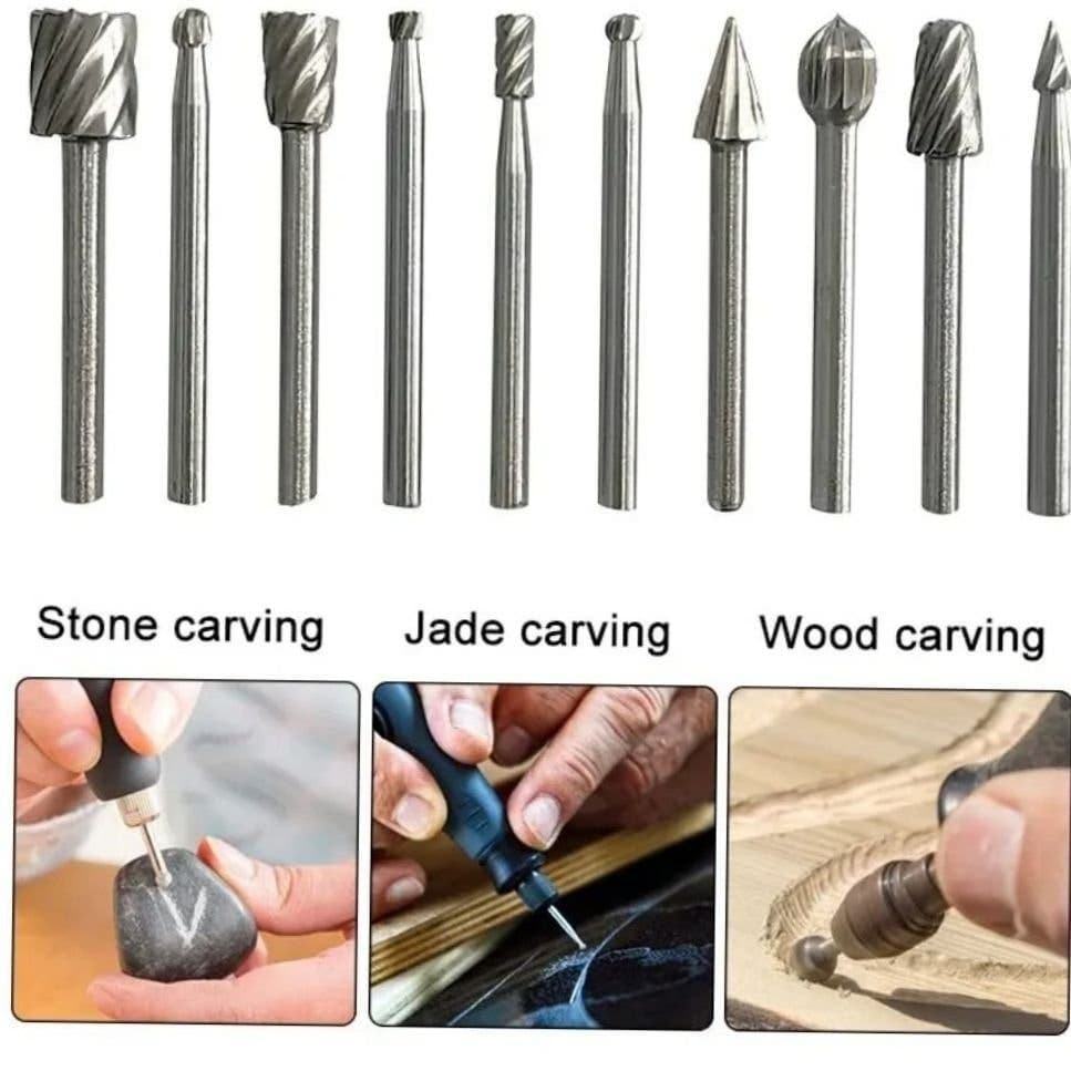 10st. Roterande filar i hårdmetall metall/träd