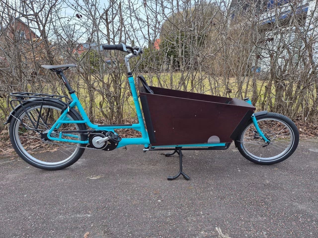 Lätt lådcykel utan el, med fotbroms, plats för 2 barn