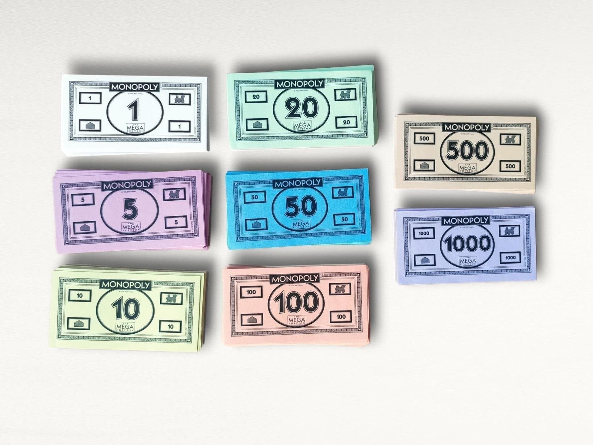 Monopoly Mega ersättningssedlar, Monopol pappers pengar sedlar