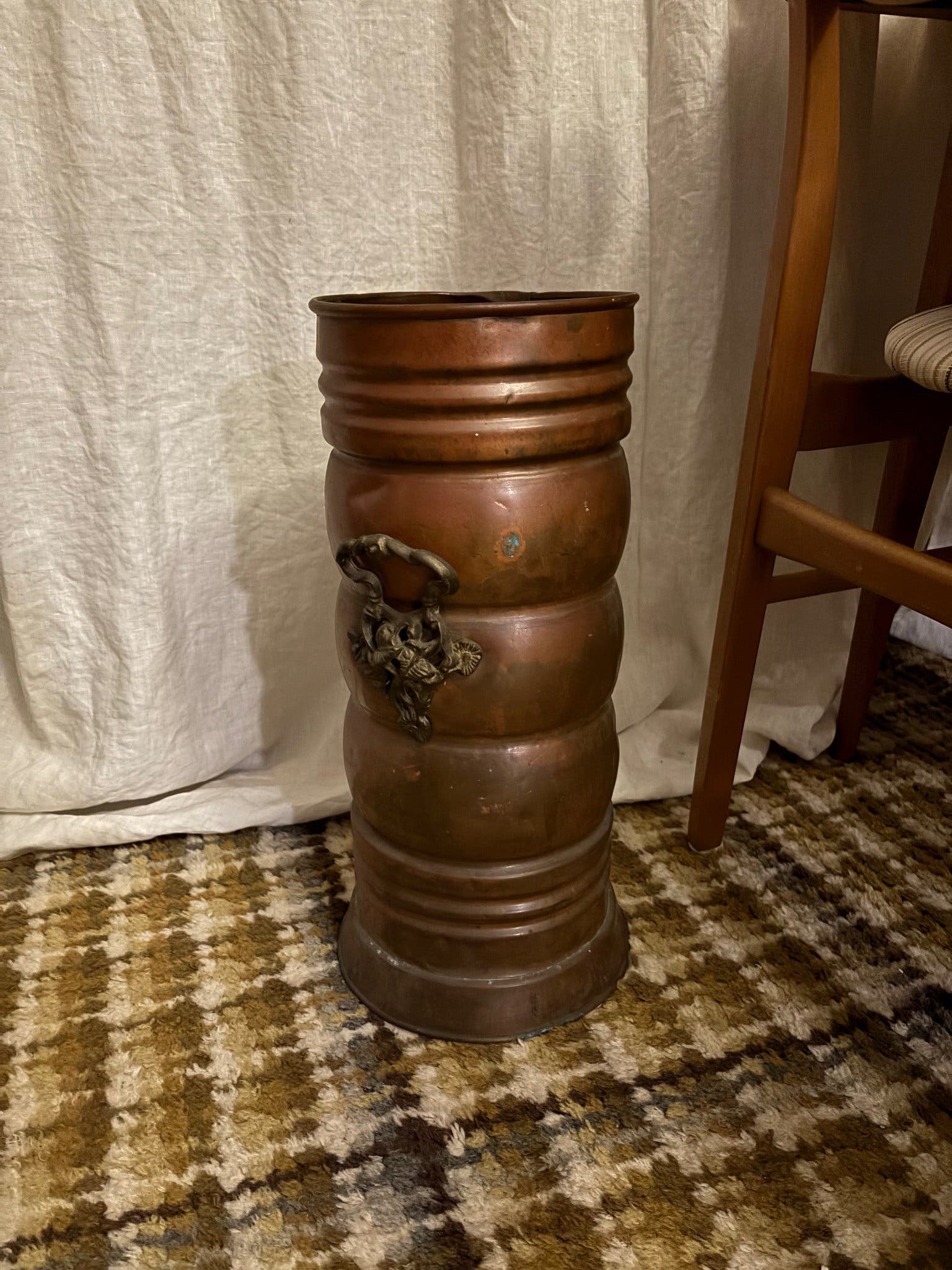 Antikt Paraplyställ i koppar - retro vintage tung gedigen kvalitet