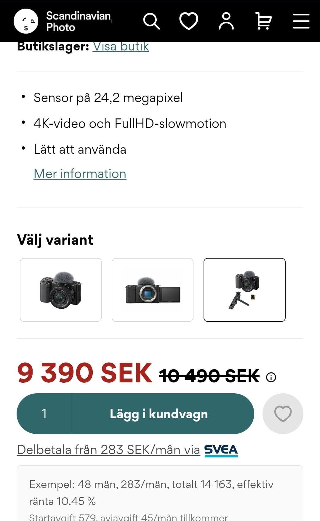 Vloggkamera/ vlog camera Sony