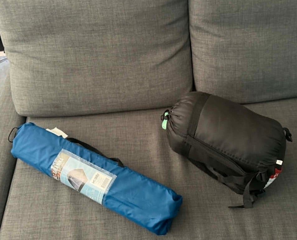 Tält och sovsäck