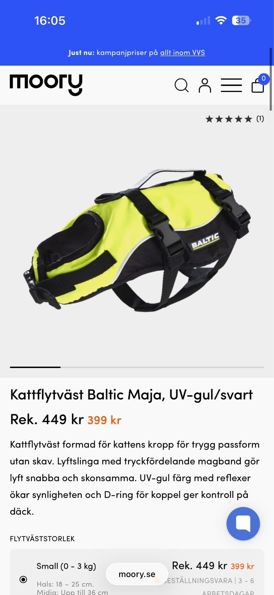 NY 2st Baltic flytväst djur/katt/hund 3-8 kg