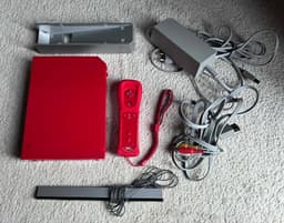 Nintendo Wii röd konsol med tillhörande handkontroll
