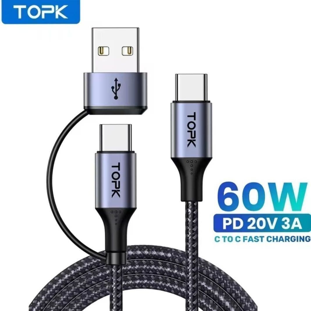 60W USB-C telefon Kabel laddning/ C/C 2m lång