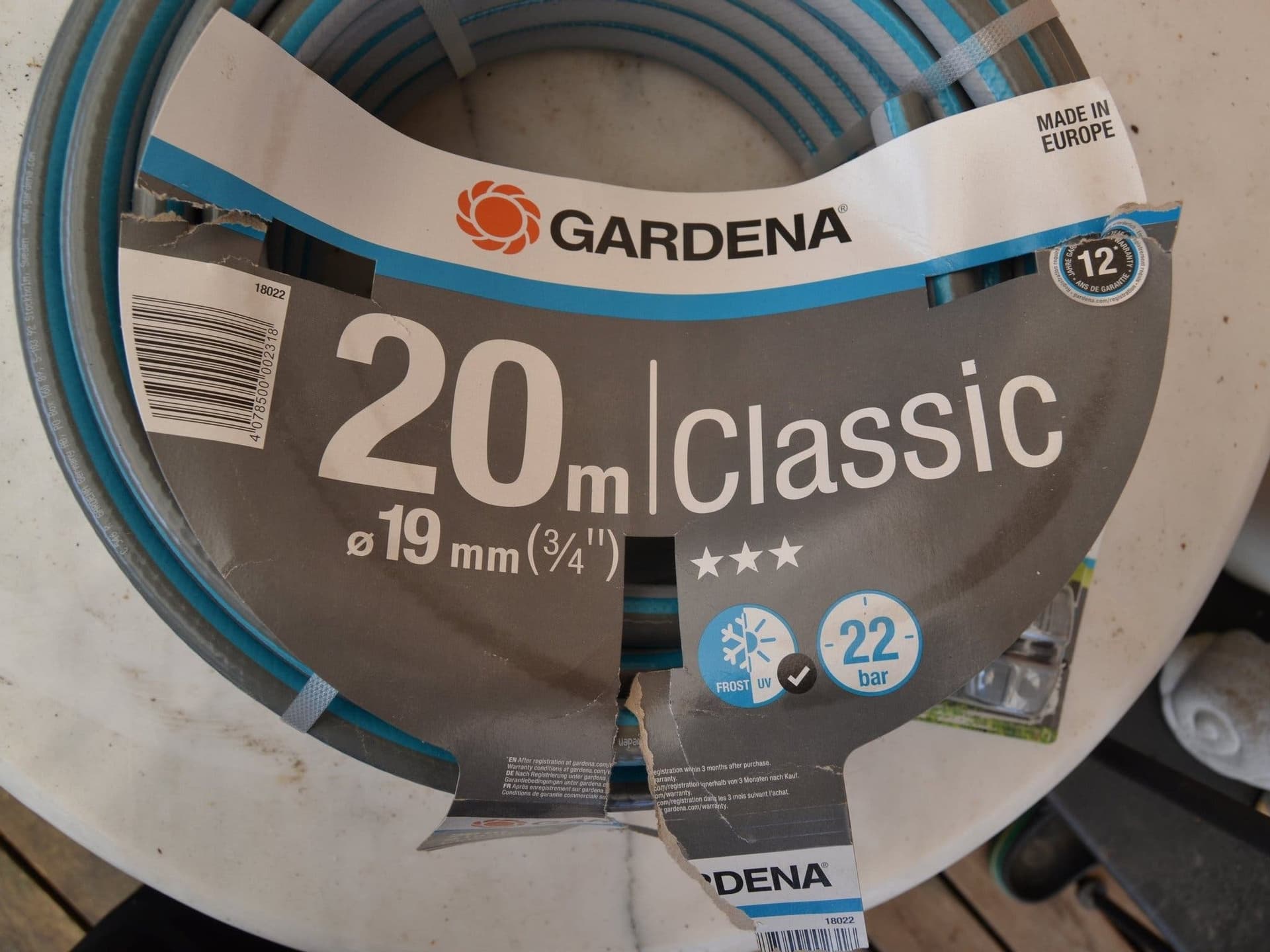 Gardena Classic Trädgårdsslang 20m (19mm) med slangkoppling, ny!